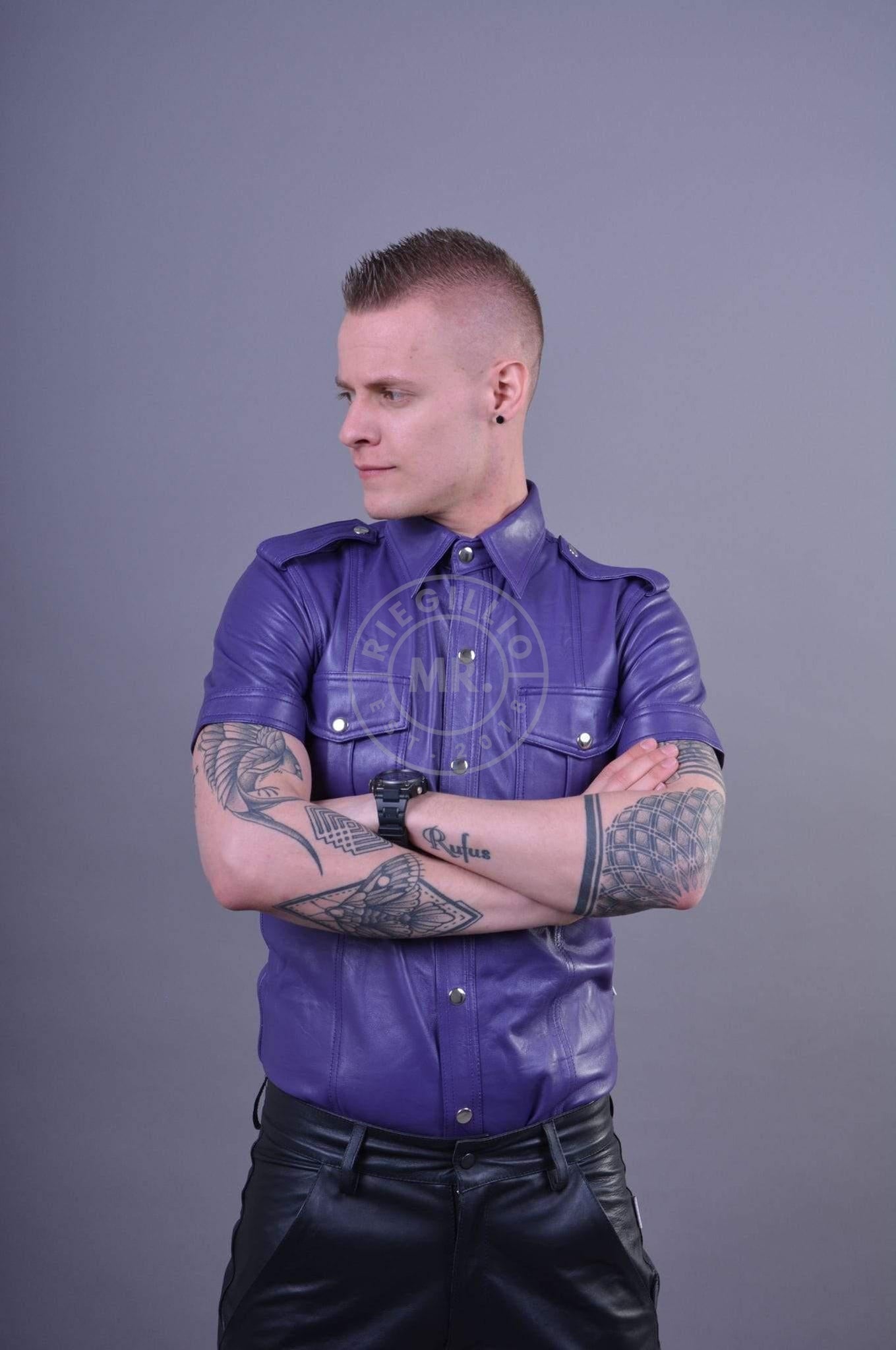 Purple Leather Shirt at MR. Riegillio