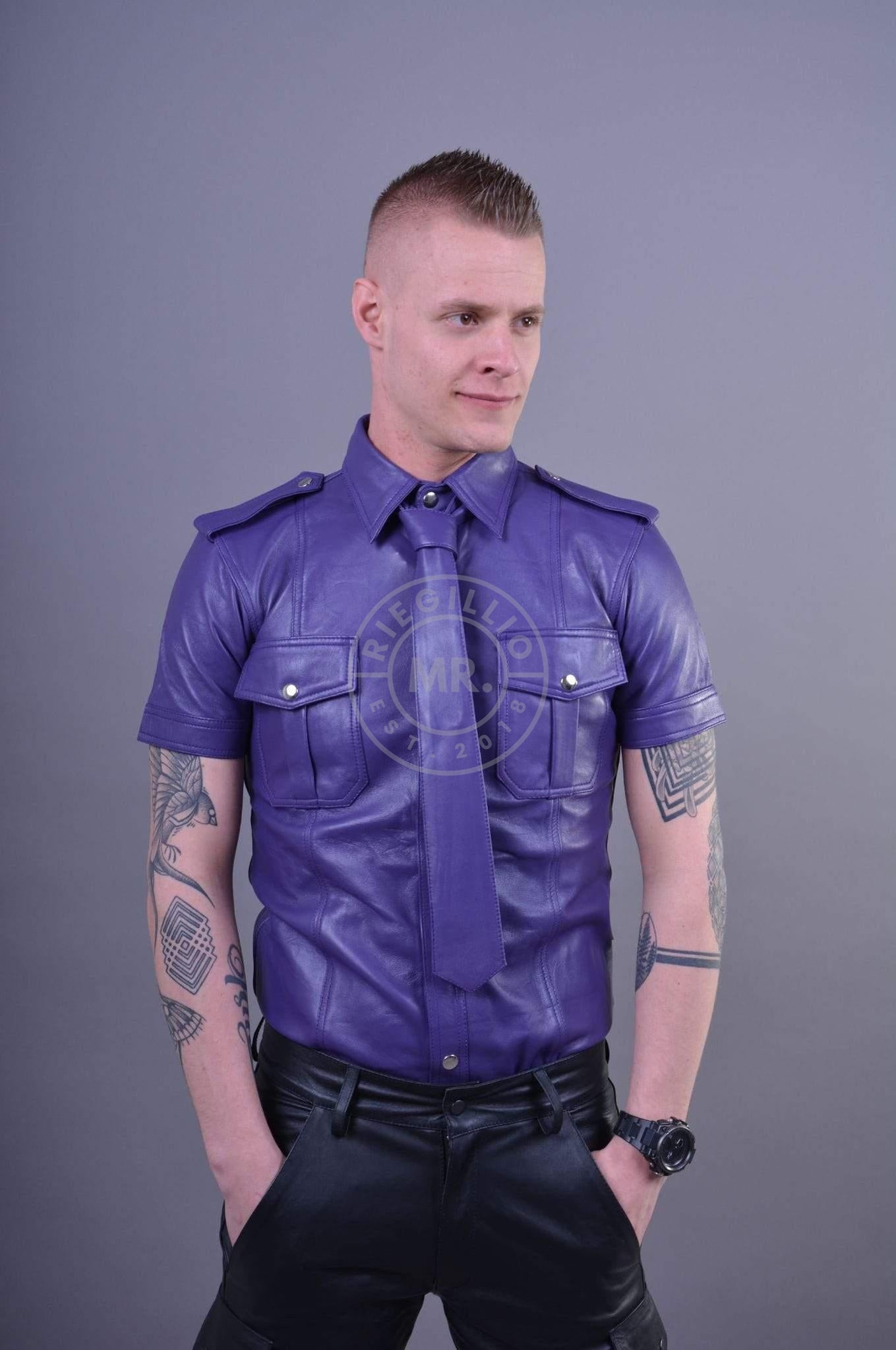 Purple Leather Shirt at MR. Riegillio