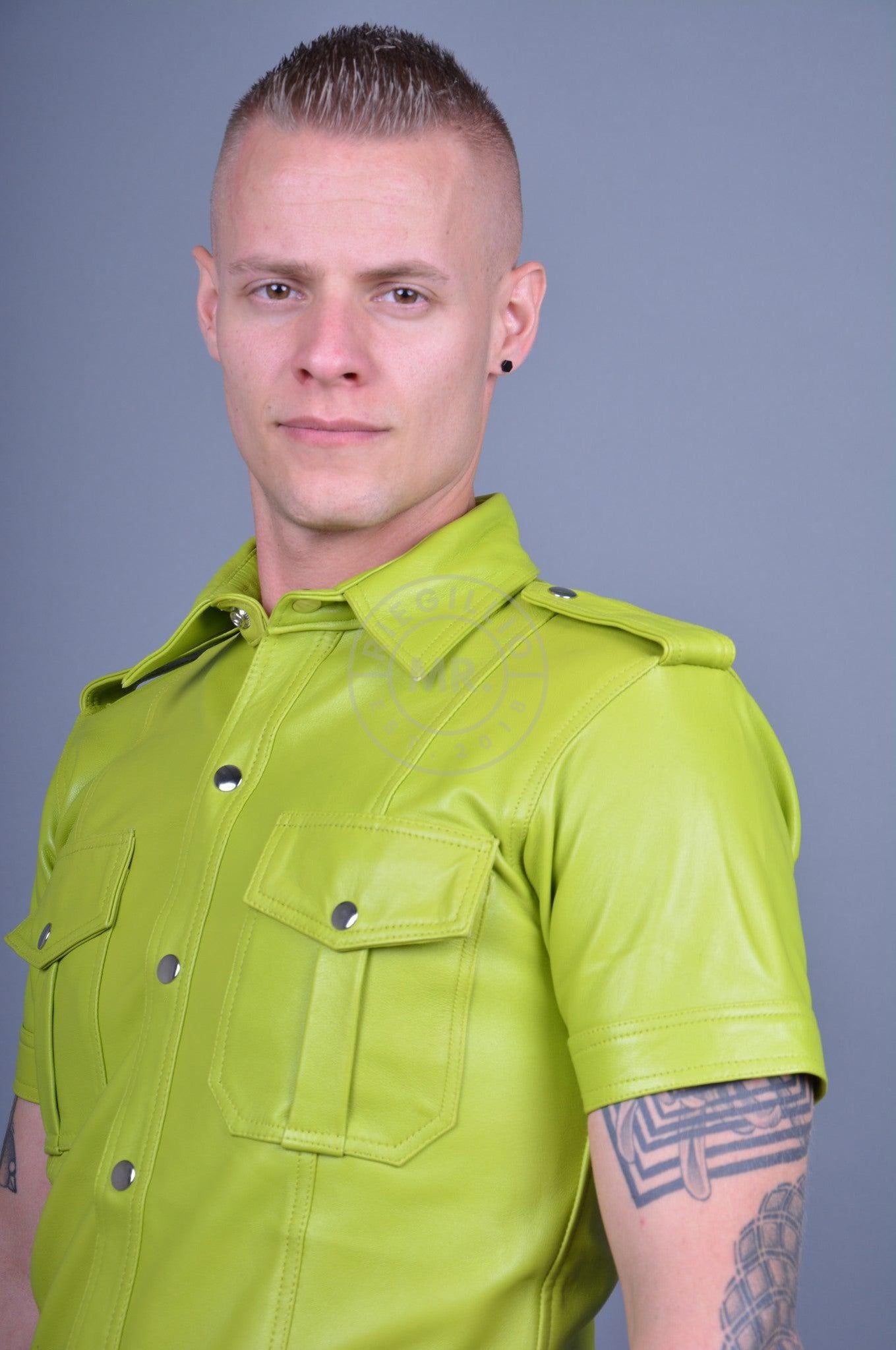 Lime Leather Shirt-at MR. Riegillio