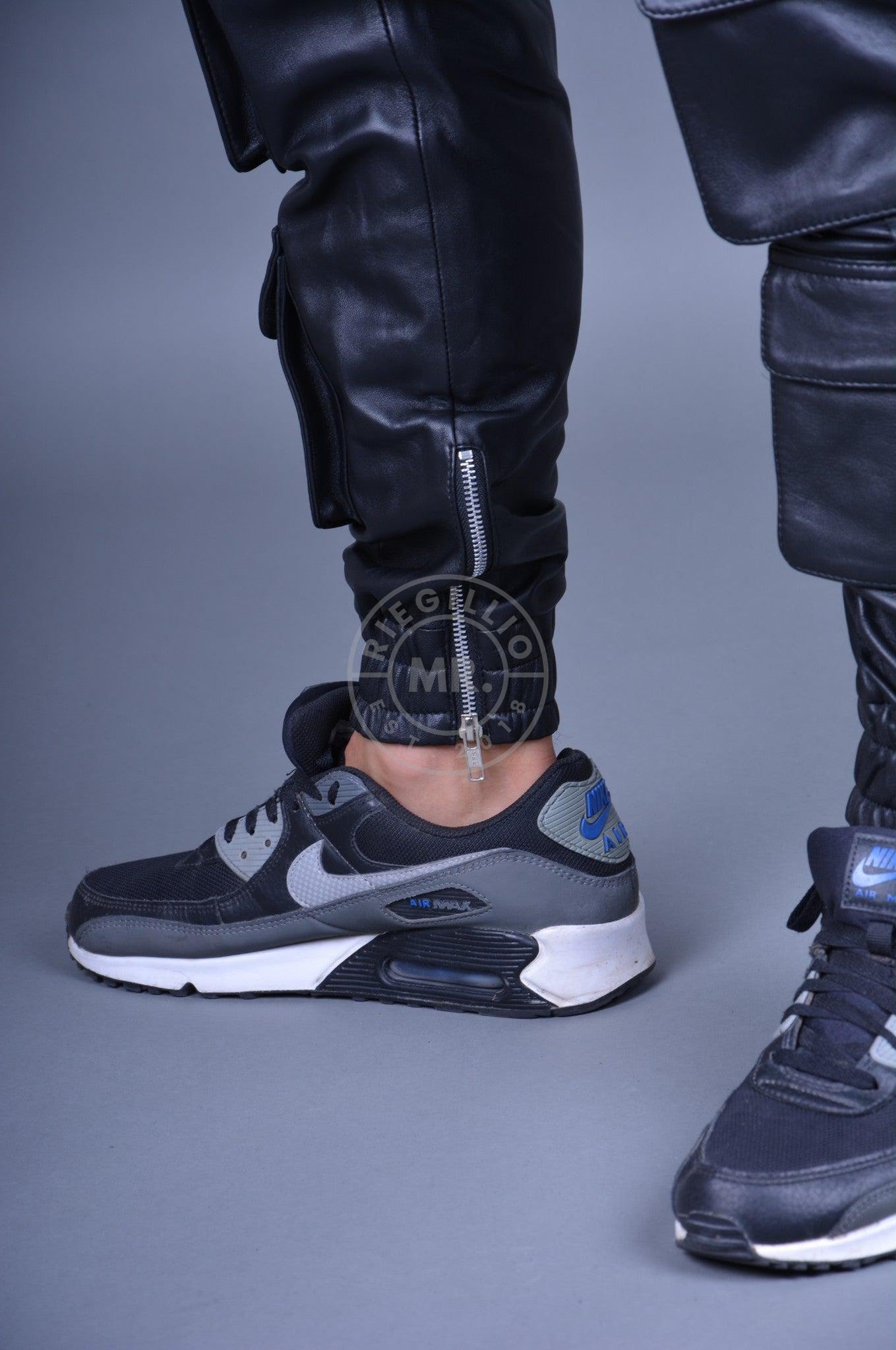 Black Leather Utility Pants at MR. Riegillio