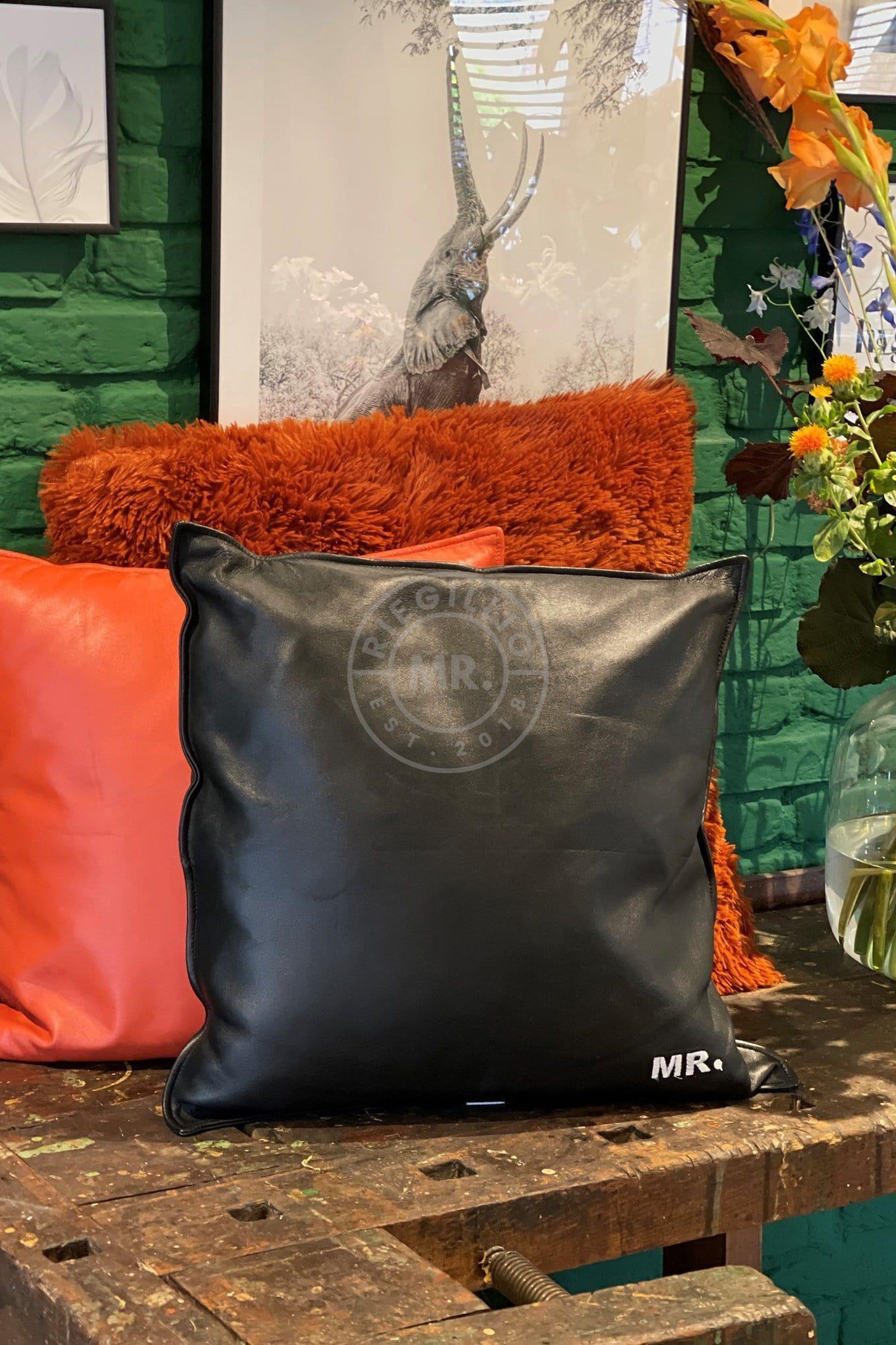 Black Leather Pillow at MR. Riegillio