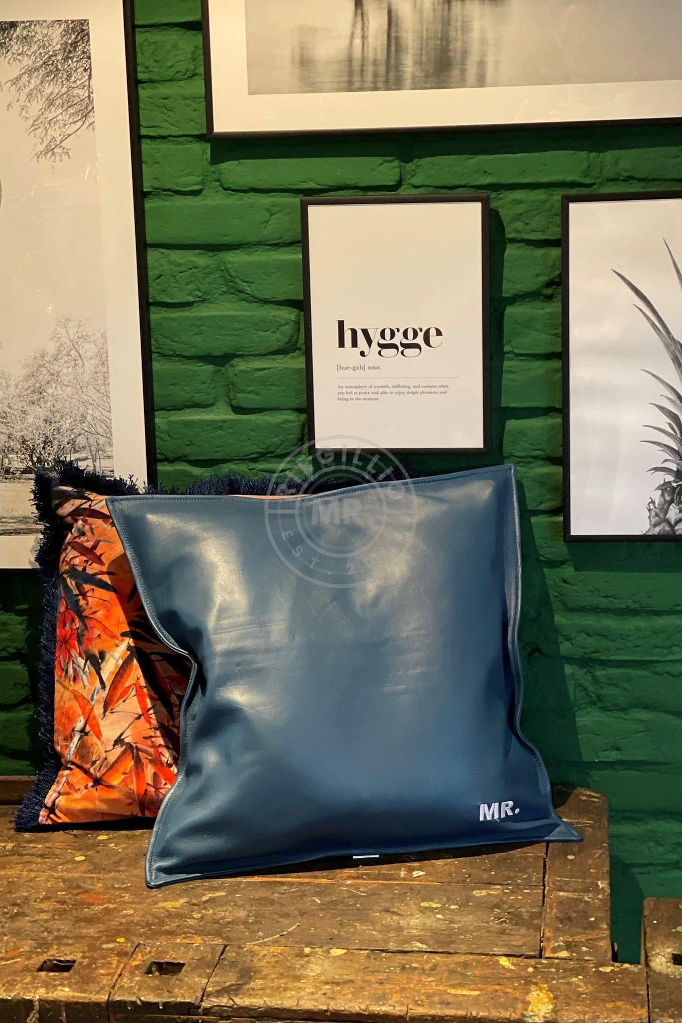 Jeans Blue Leather Pillow at MR. Riegillio