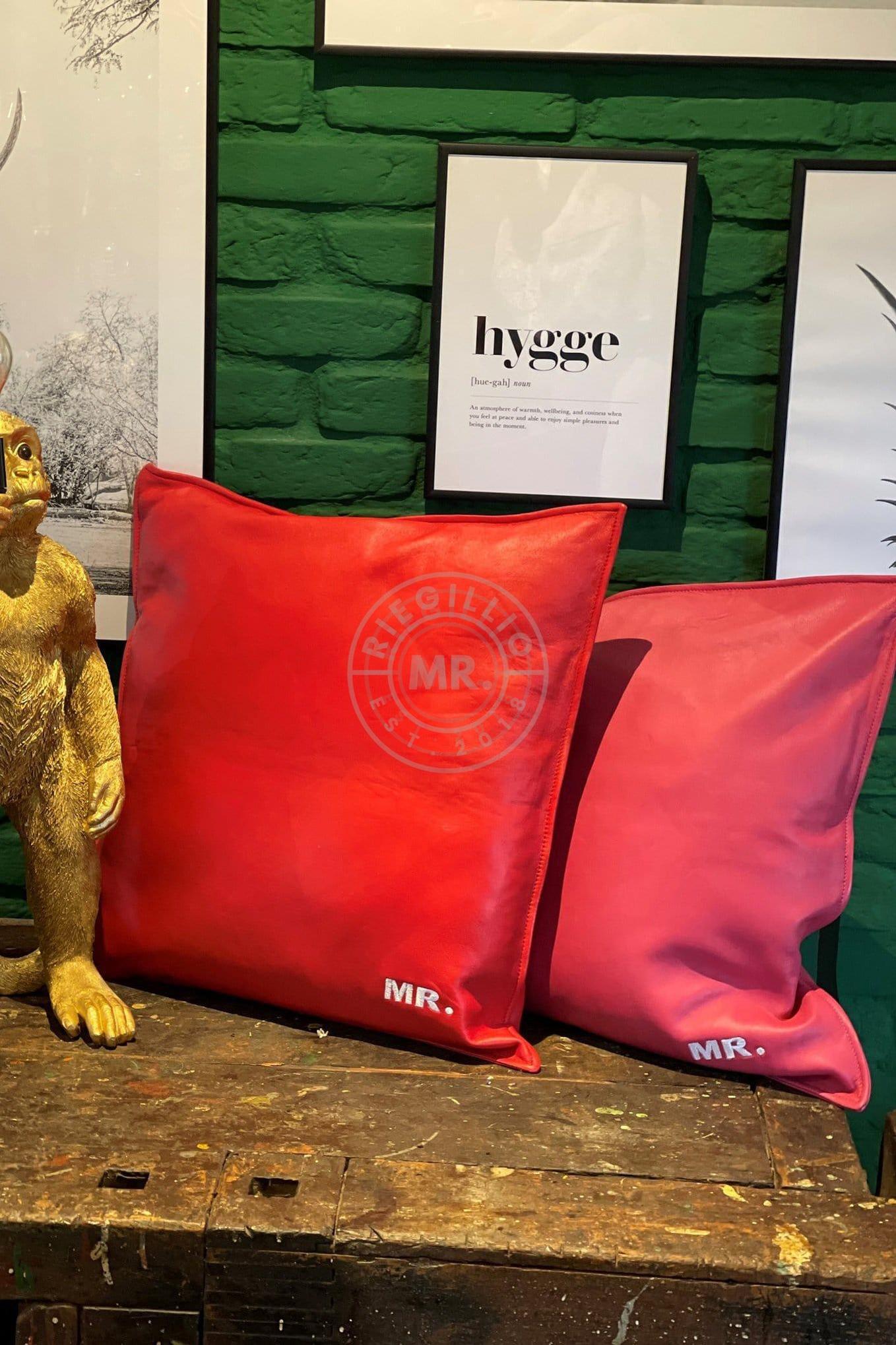 Red Leather Pillow at MR. Riegillio