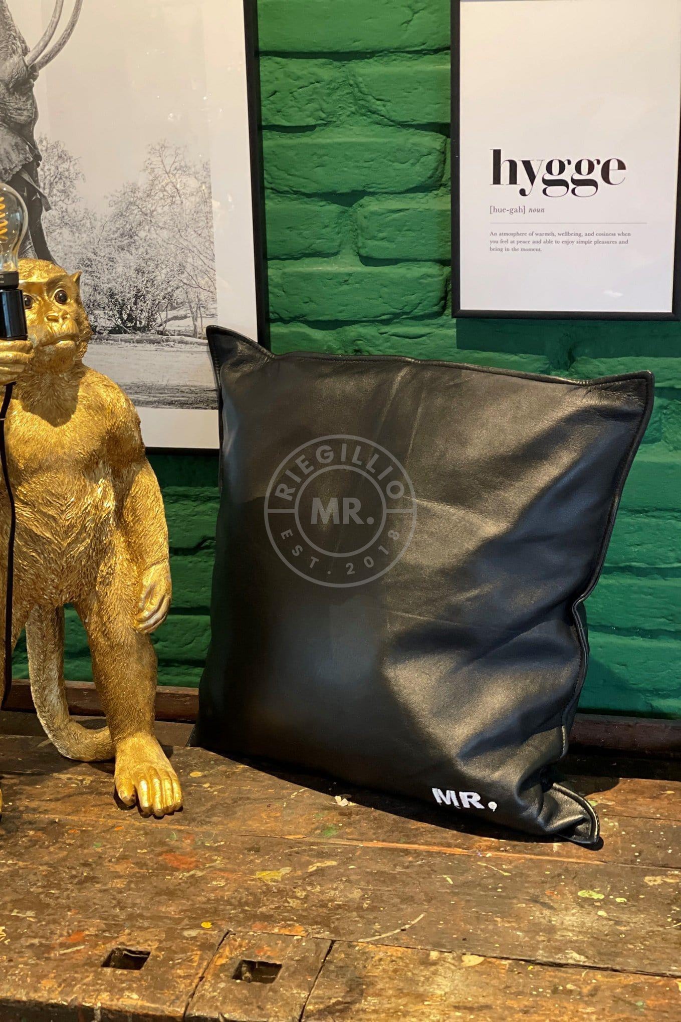 Black Leather Pillow at MR. Riegillio