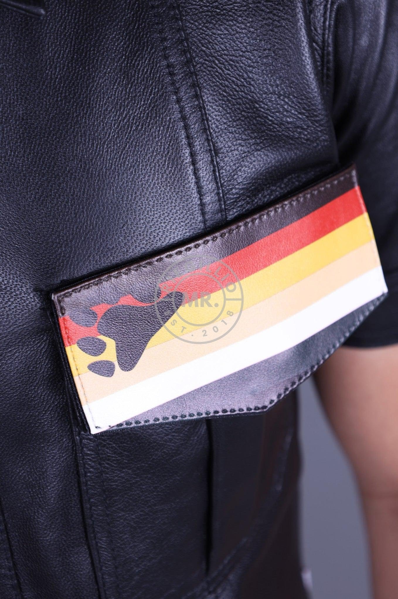 Black Leather Shirt - Velcro Patch at MR. Riegillio