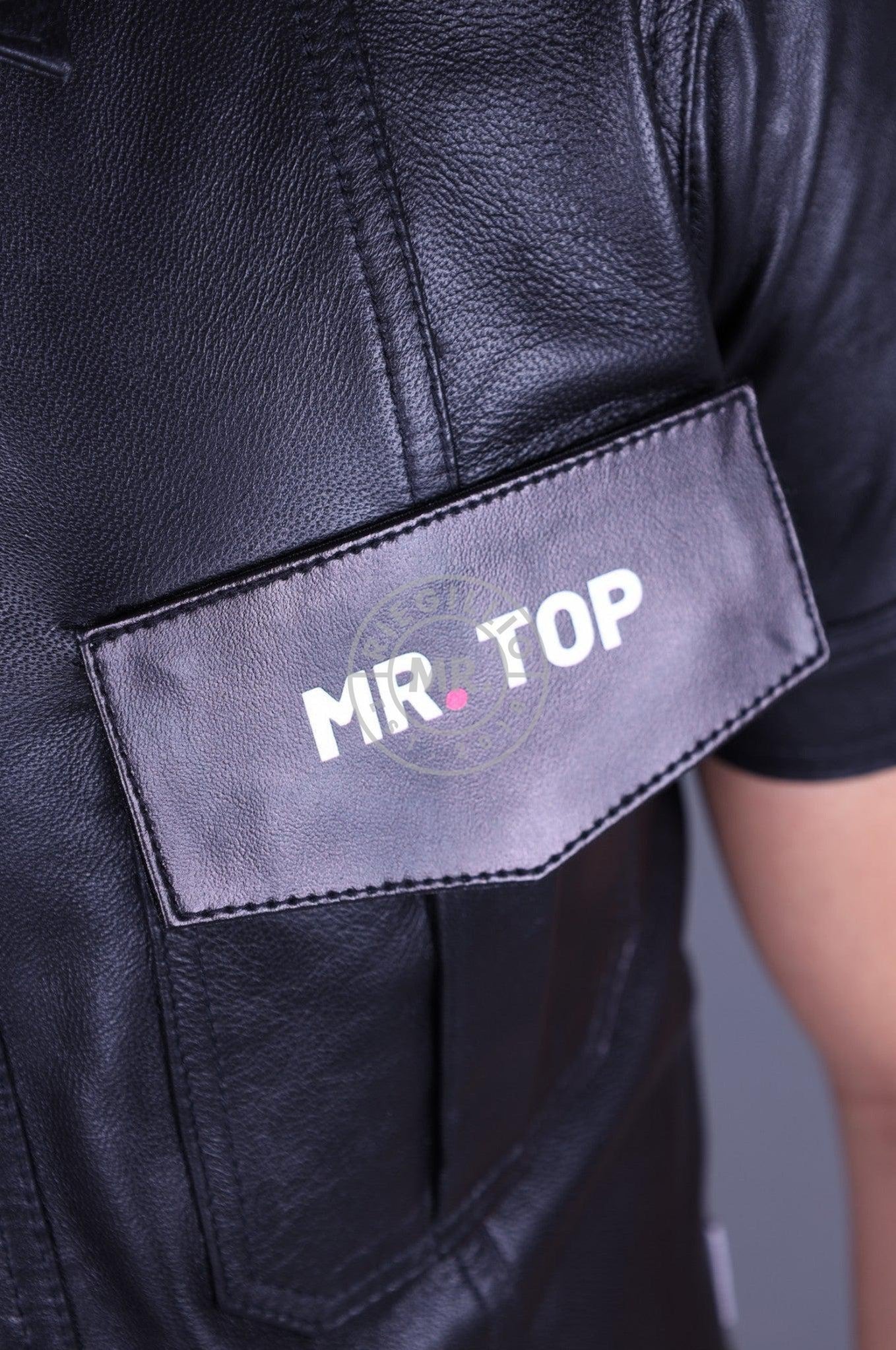 Black Leather Shirt - Velcro Patch at MR. Riegillio