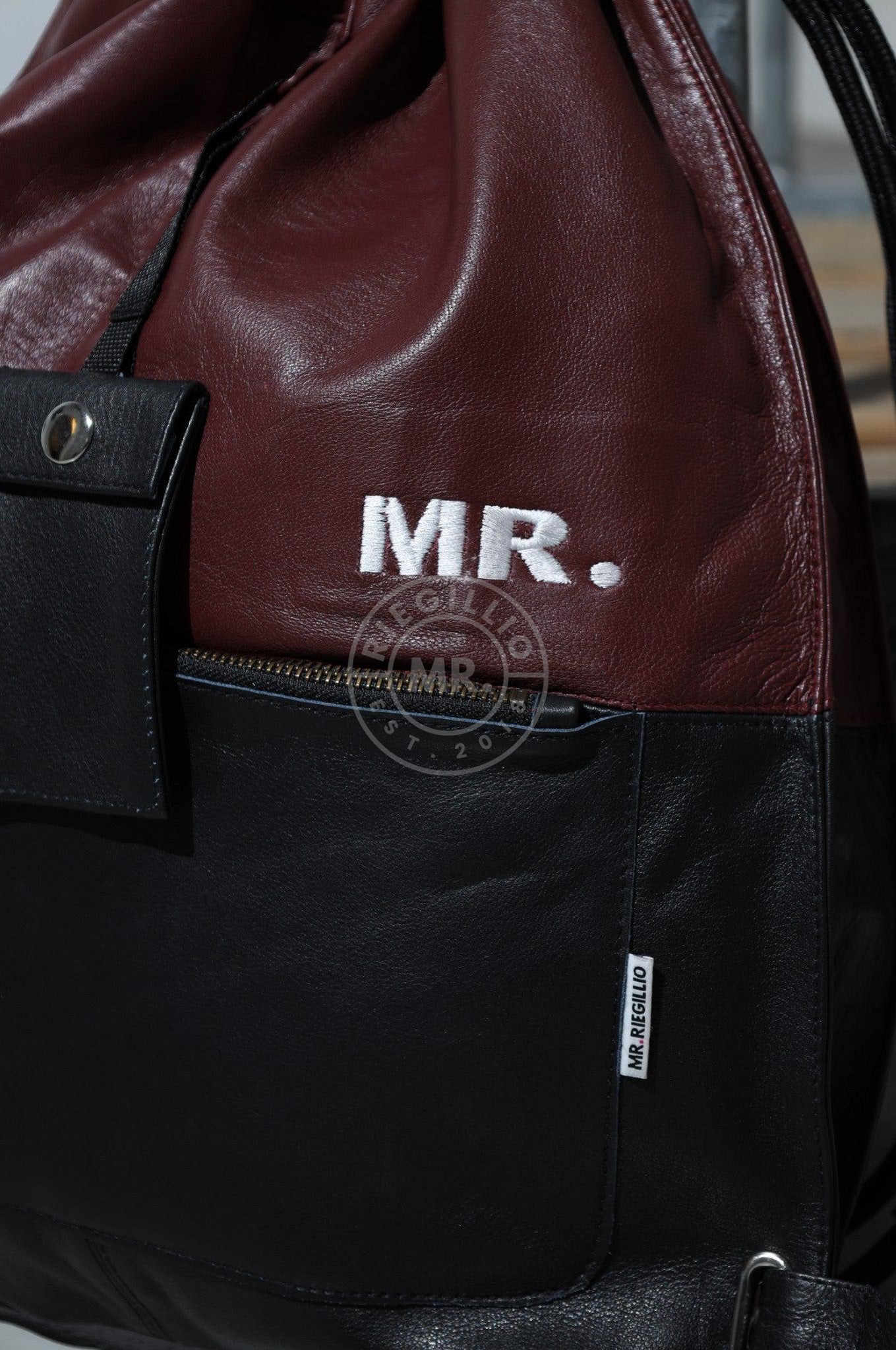 Leather Backpack Black - Burgundy-at MR. Riegillio