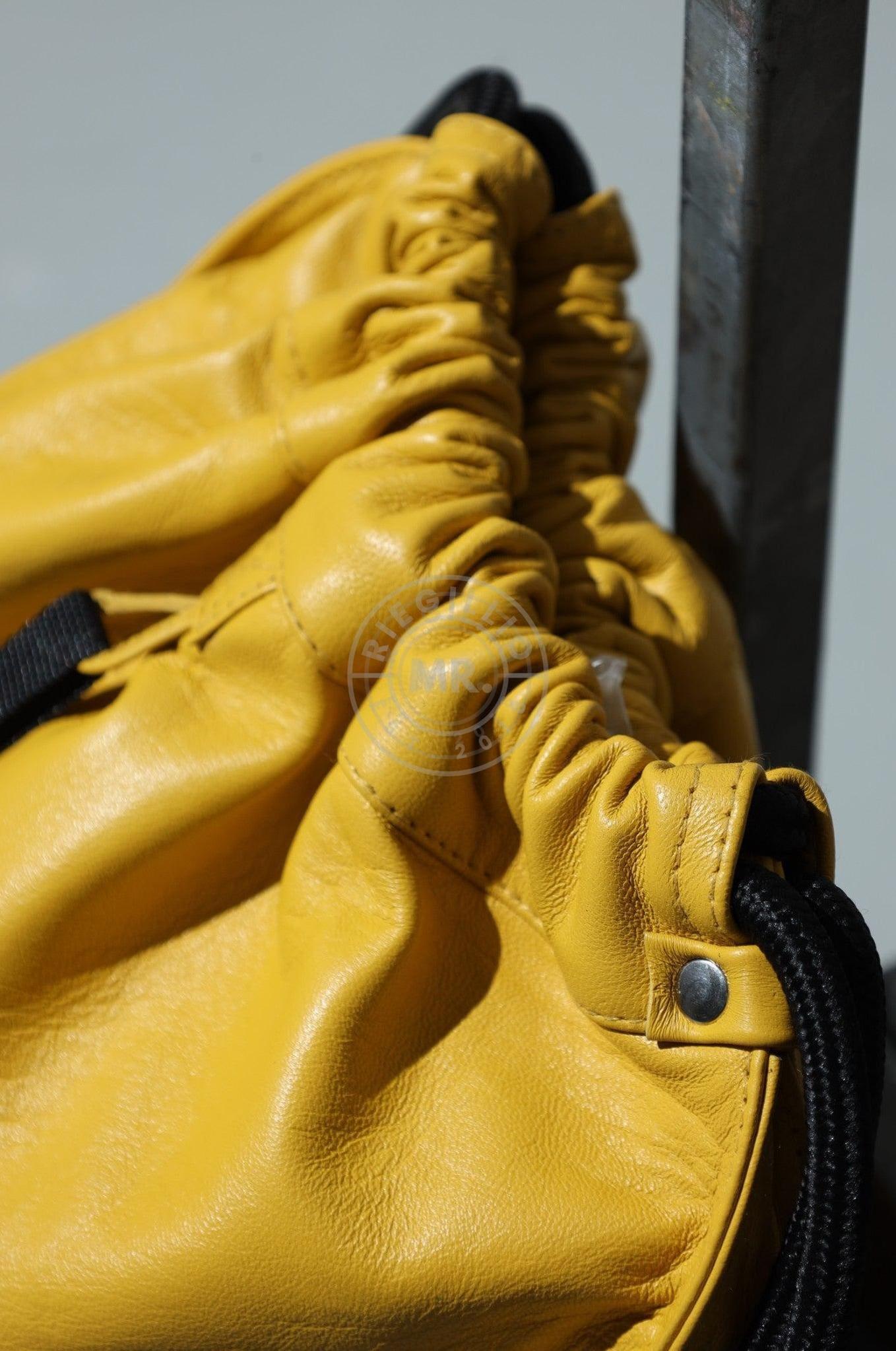 Leather Backpack Black - Yellow at MR. Riegillio