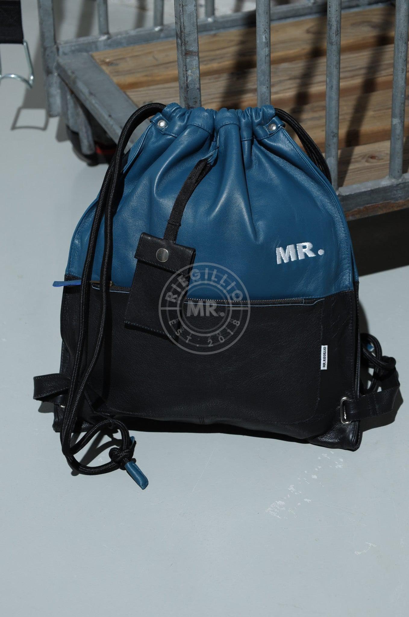 Leather Backpack Black - Blue at MR. Riegillio