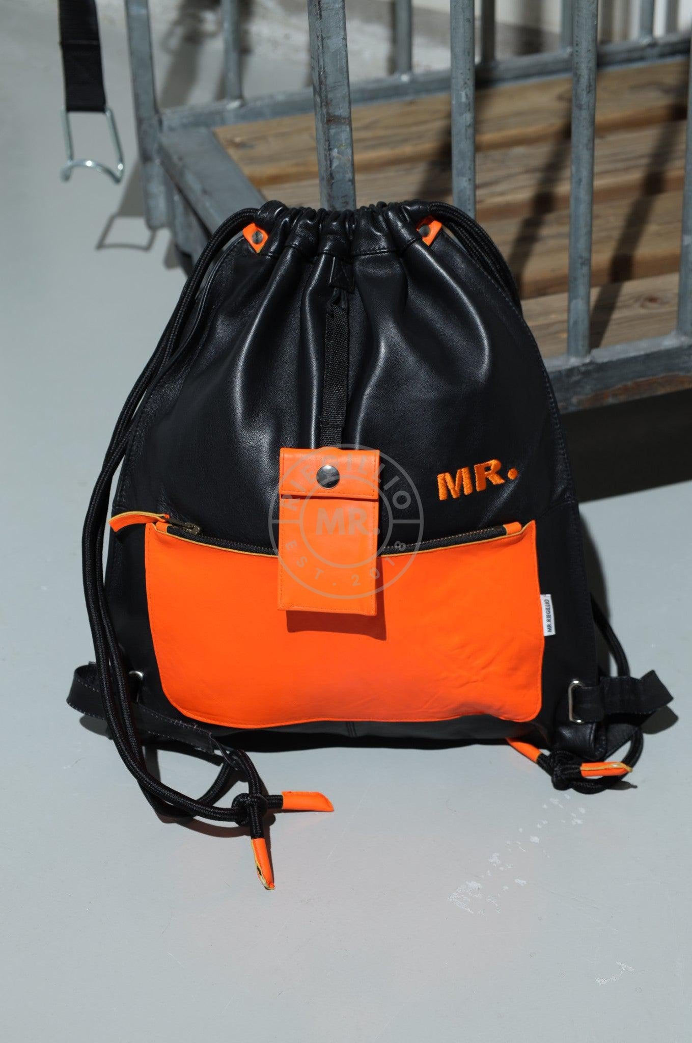 Leather Backpack Black - Neon Touch-at MR. Riegillio
