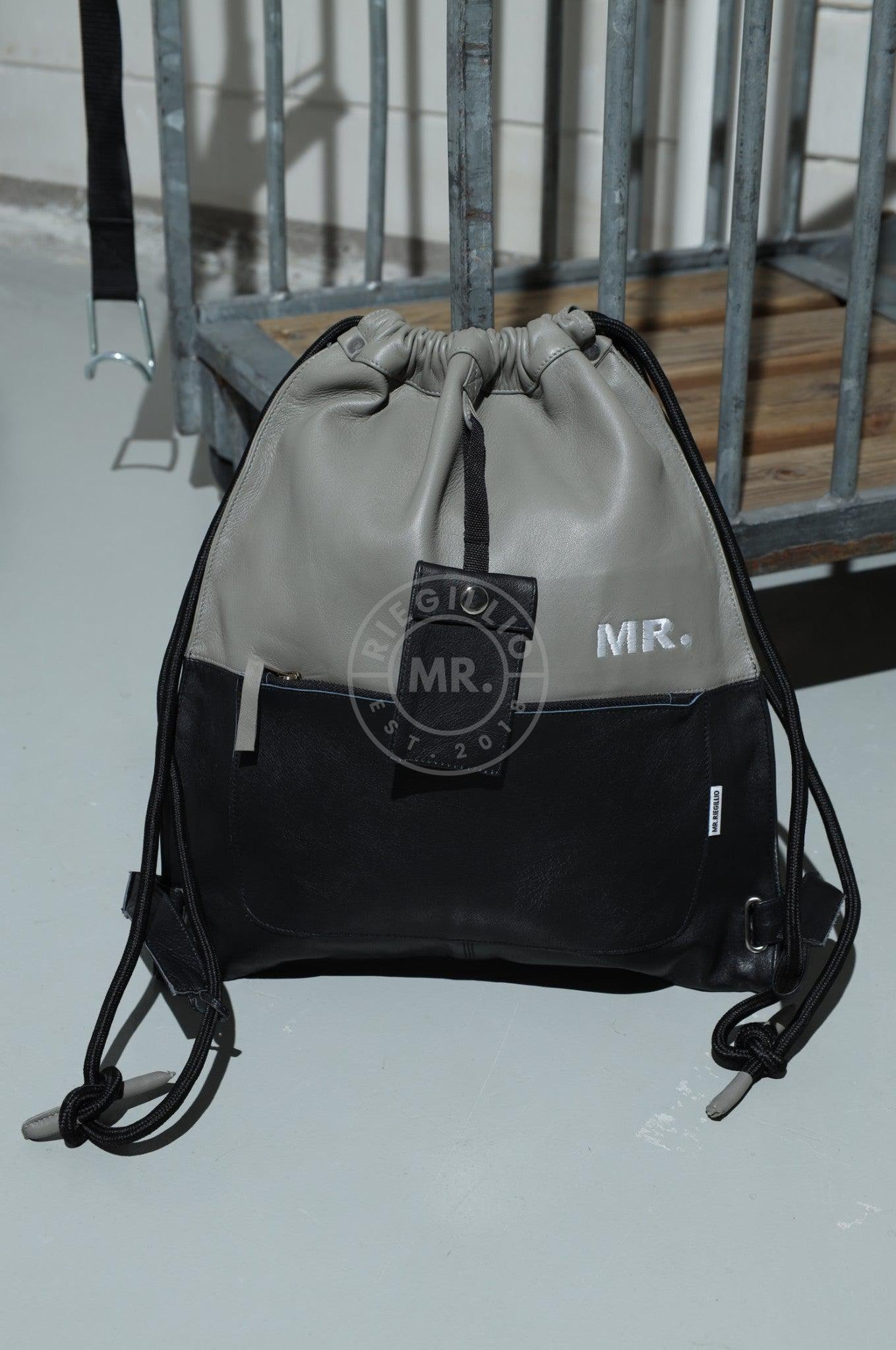 Leather Backpack Black - Grey at MR. Riegillio