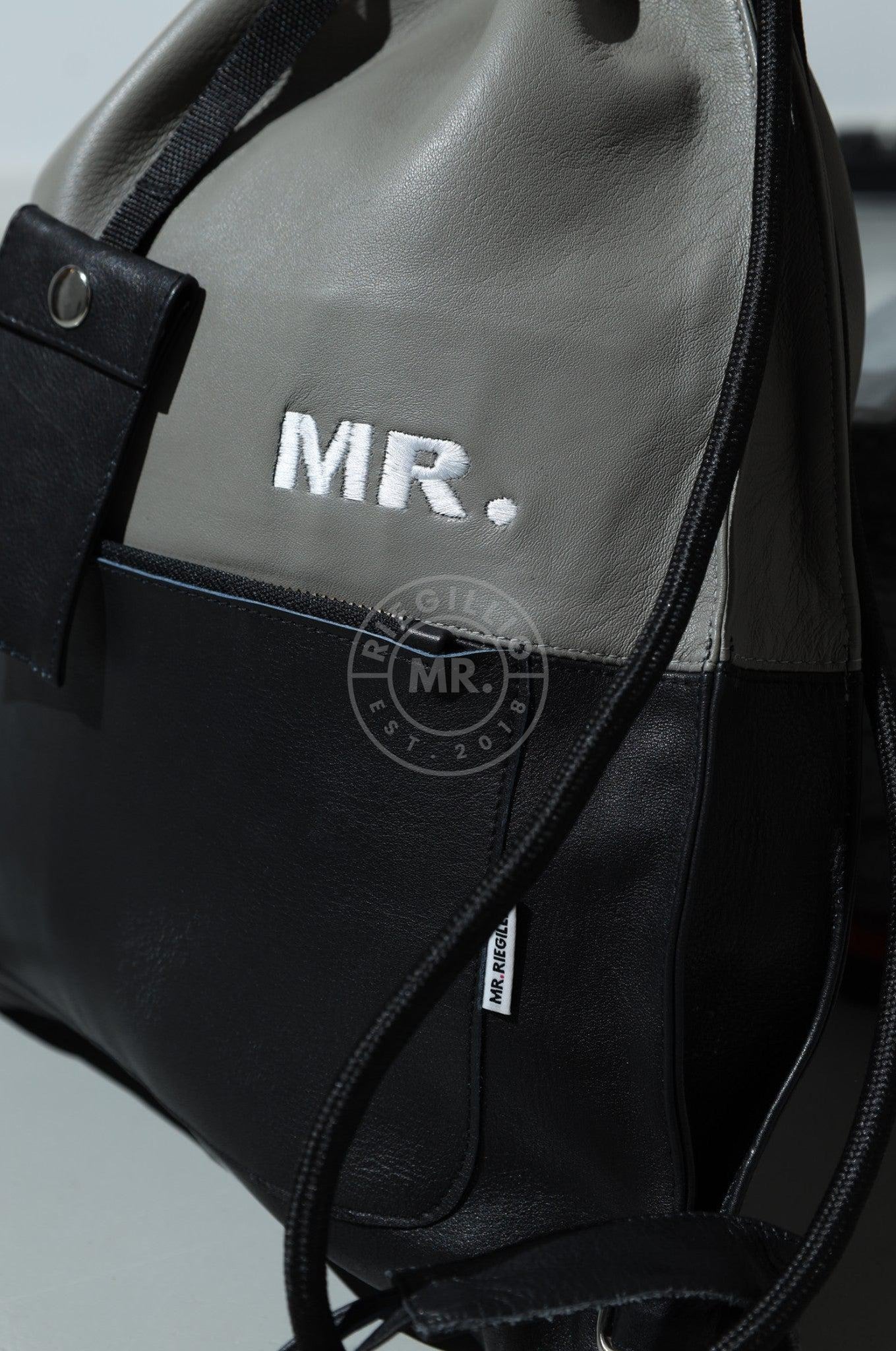 Leather Backpack Black - Grey-at MR. Riegillio