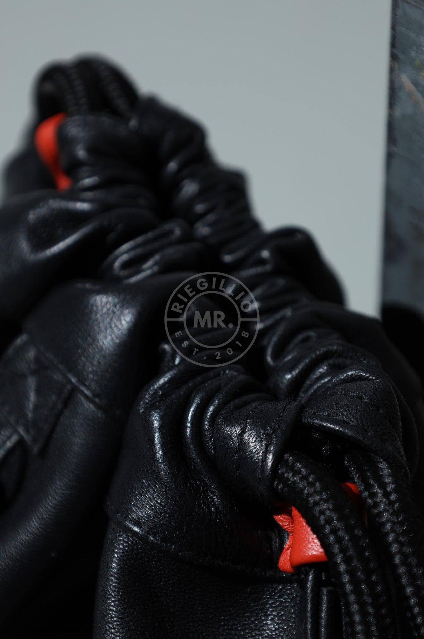 Leather Backpack Black - Orange Touch at MR. Riegillio
