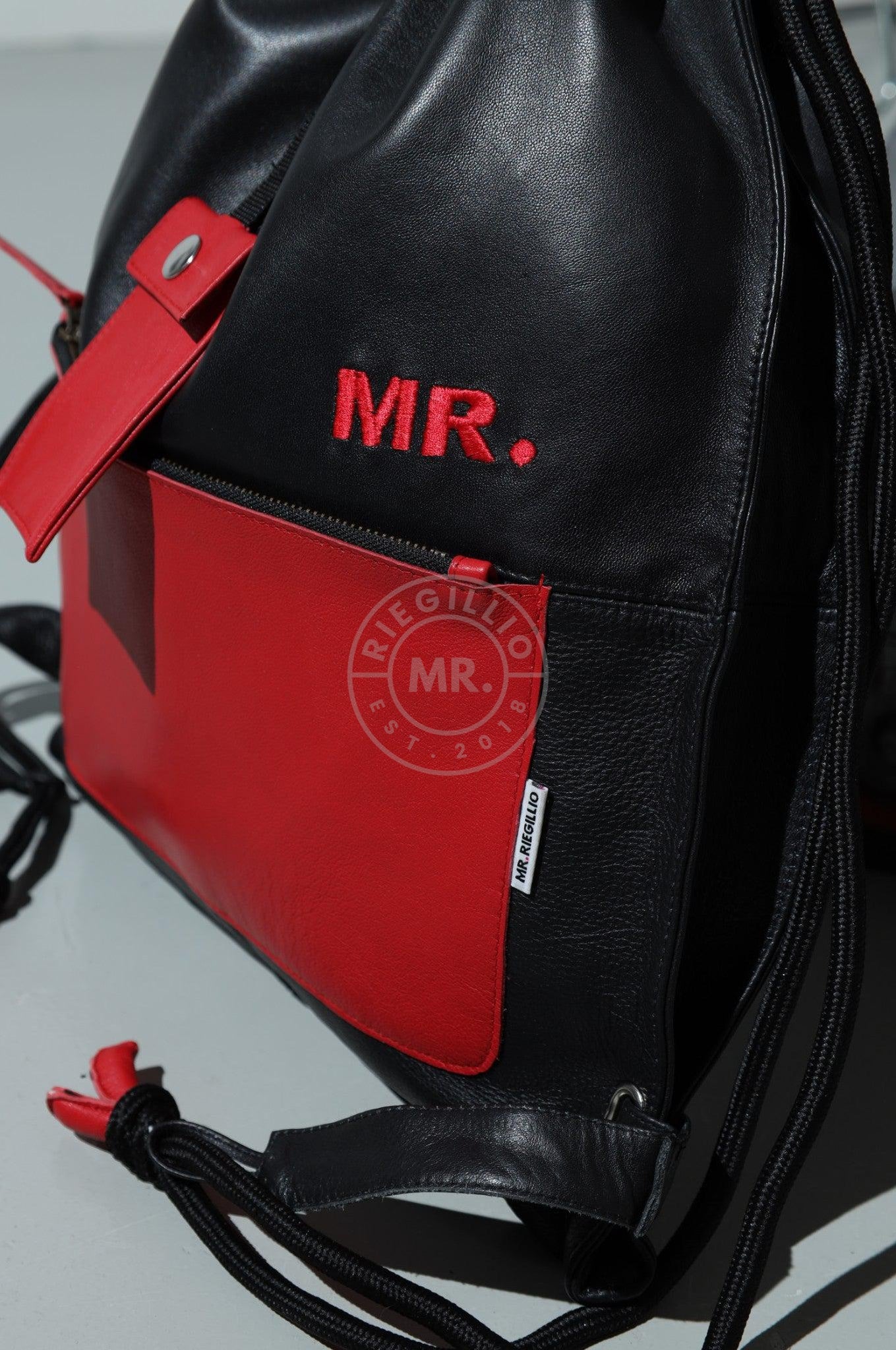 Leather Backpack Black - Red Touch-at MR. Riegillio