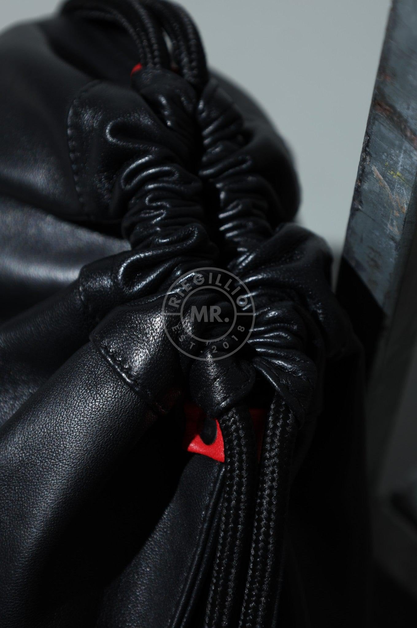 Leather Backpack Black - Red Touch at MR. Riegillio