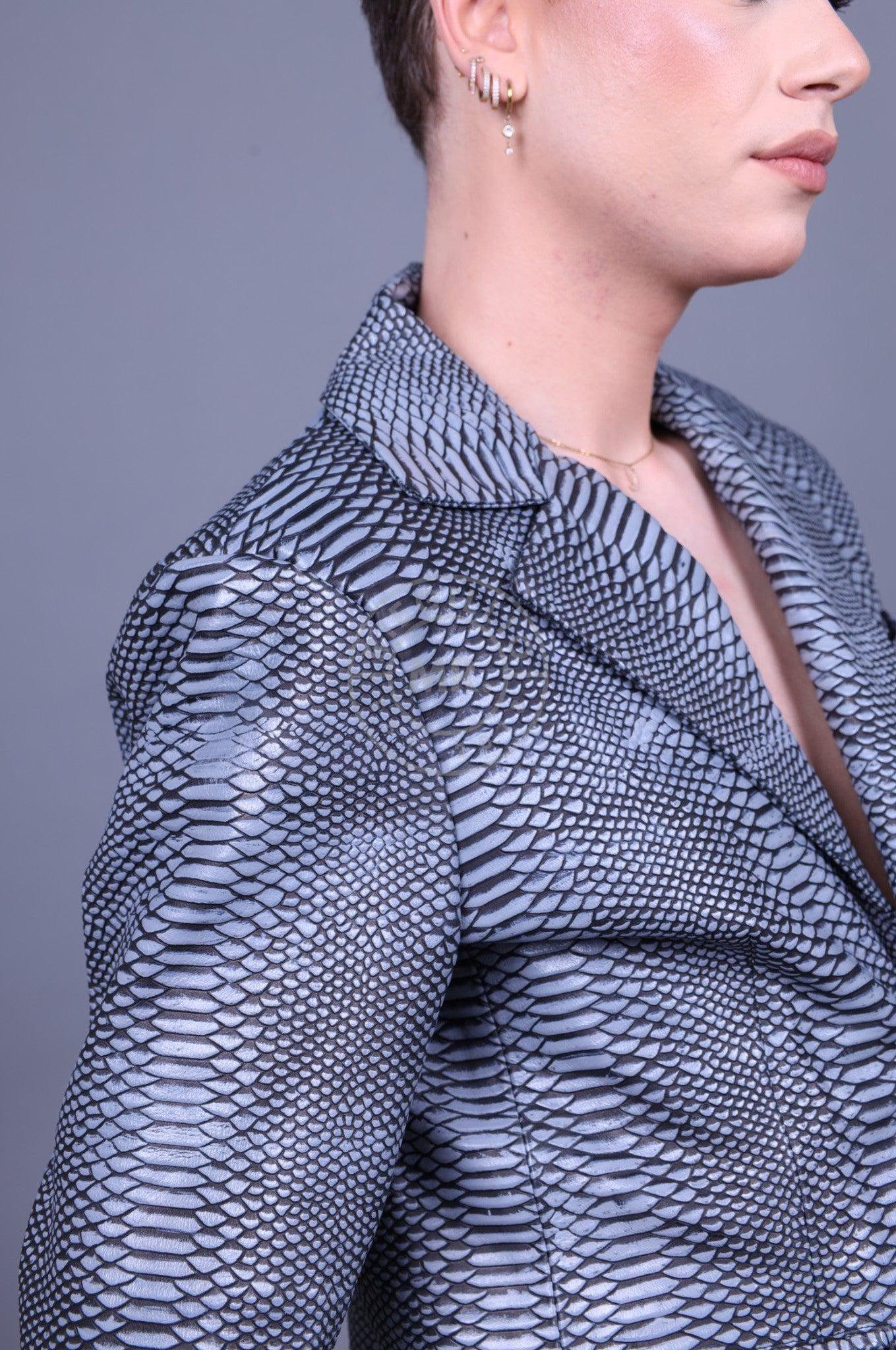Grey Leather Snake Blazer at MR. Riegillio