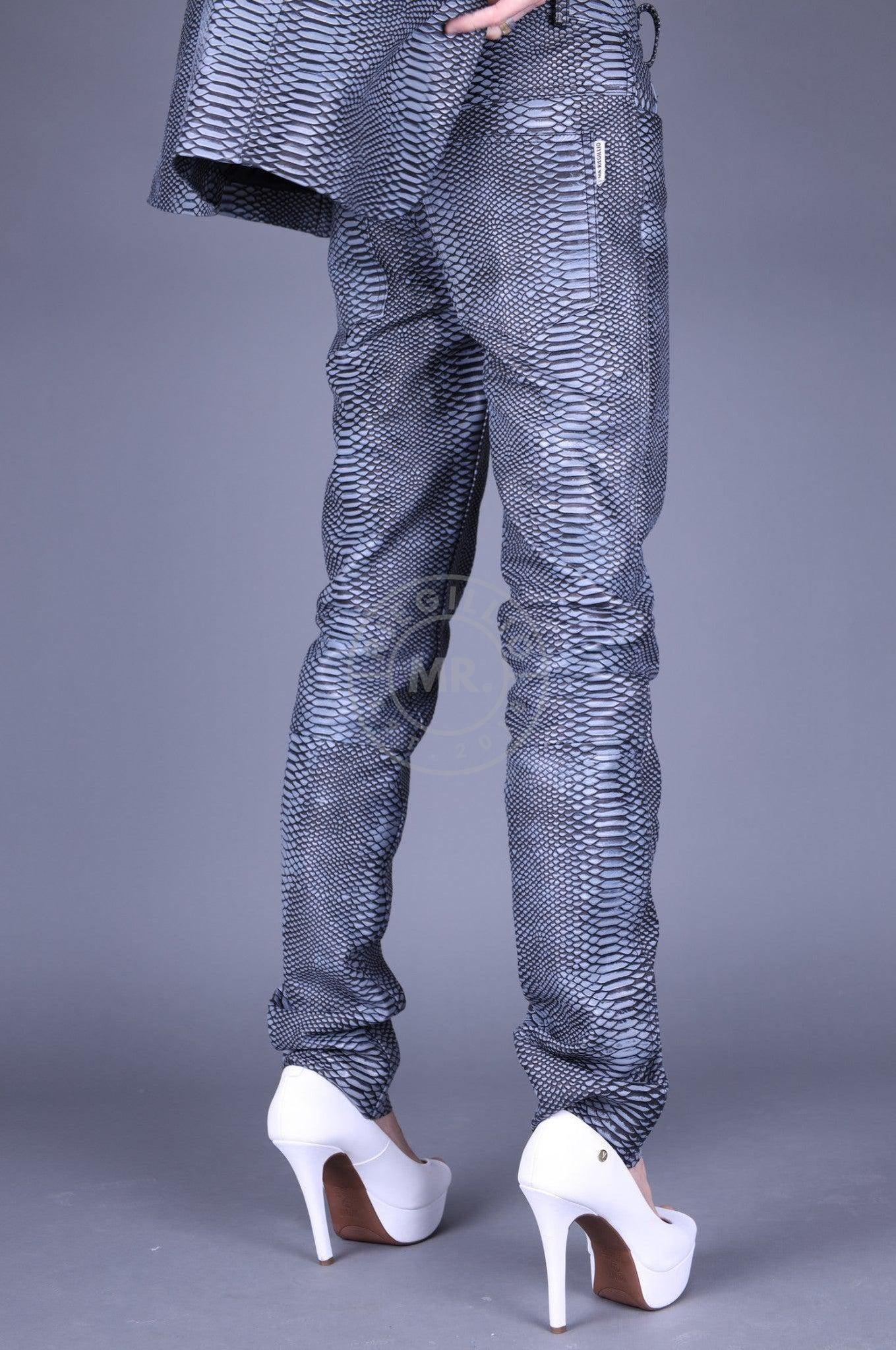 Grey Leather Snake Pants at MR. Riegillio