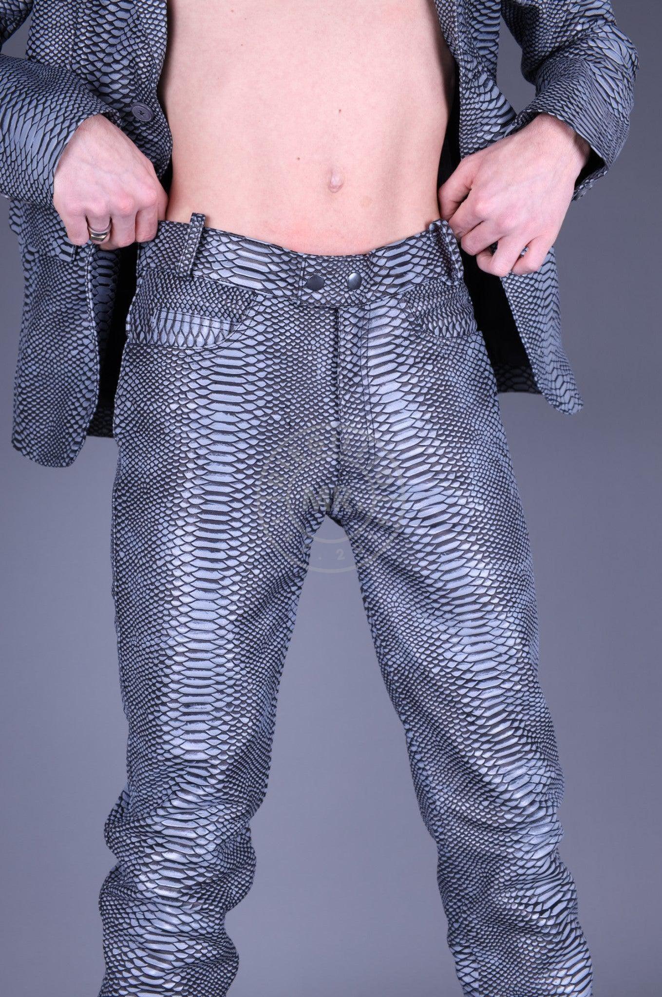 Grey Leather Snake Pants at MR. Riegillio