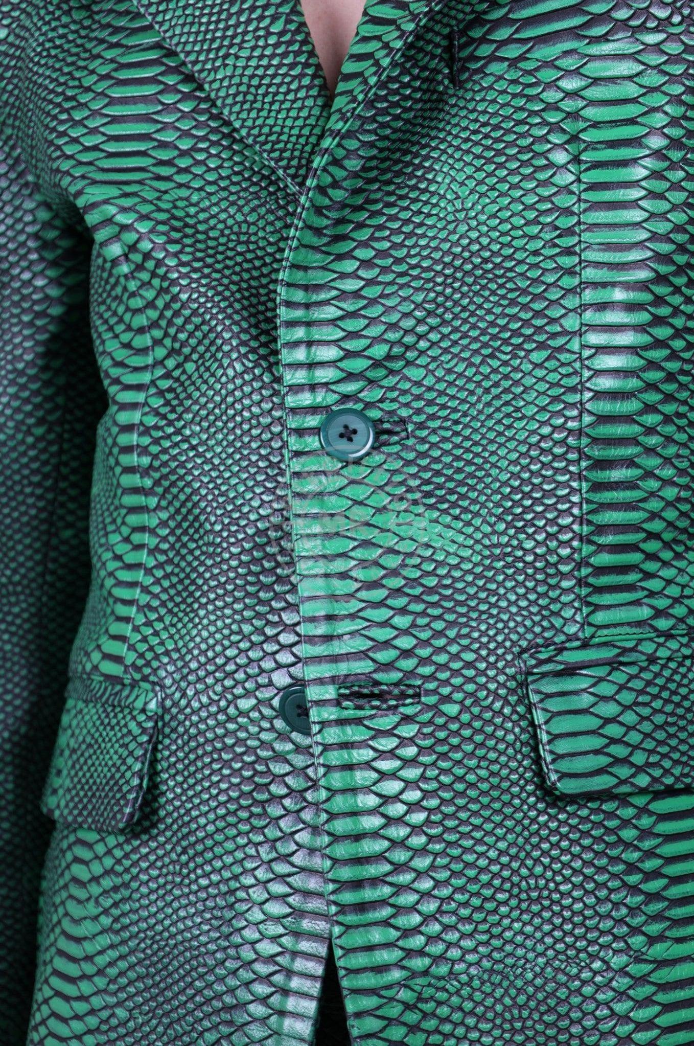 Green Leather Snake Blazer at MR. Riegillio