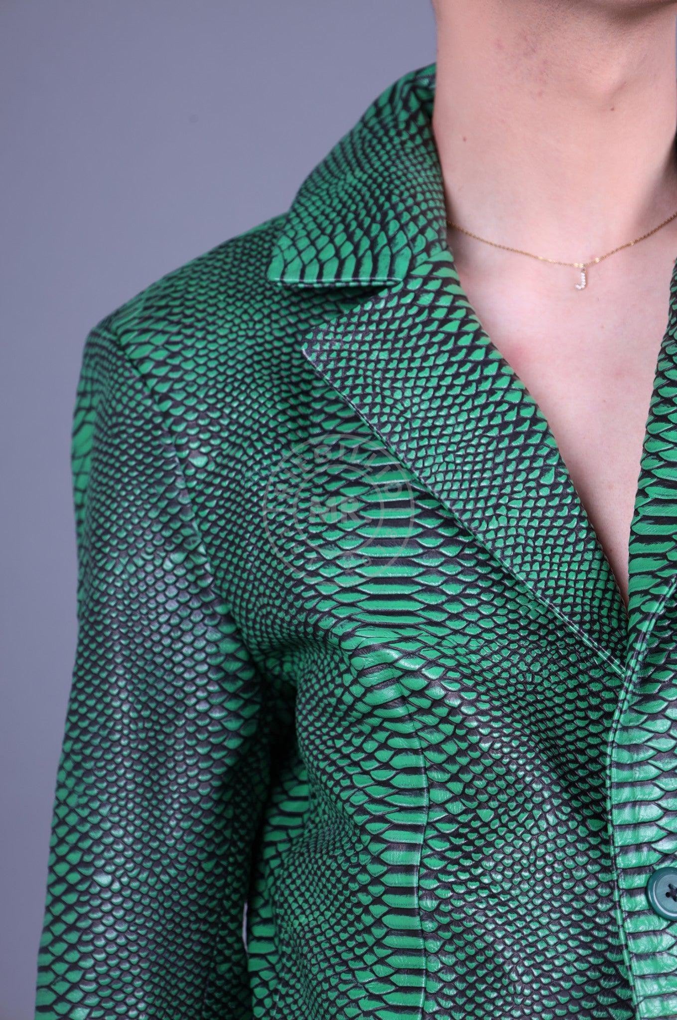 Green Leather Snake Blazer-at MR. Riegillio