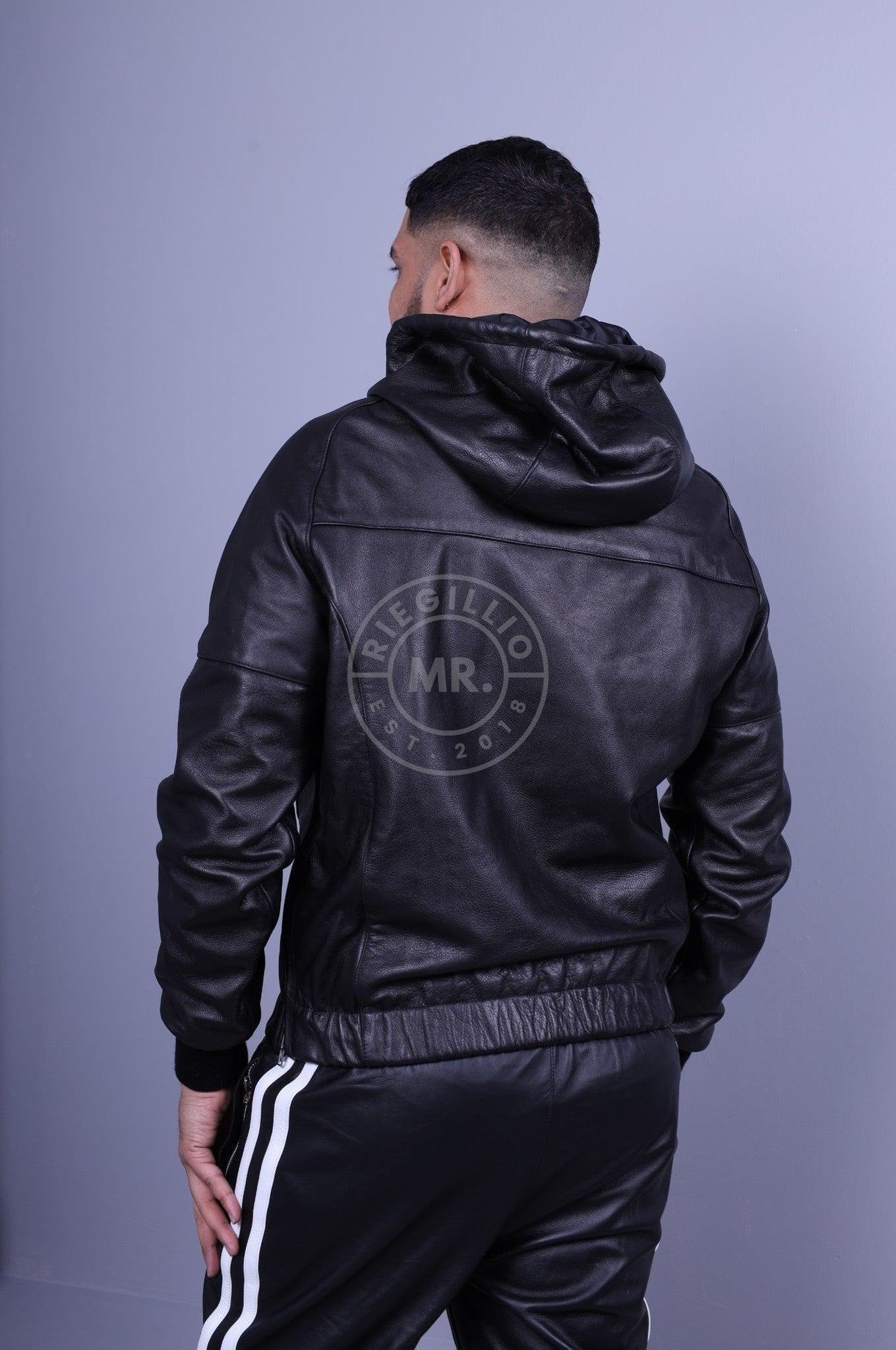 Full Black Leather Hoodie at MR. Riegillio