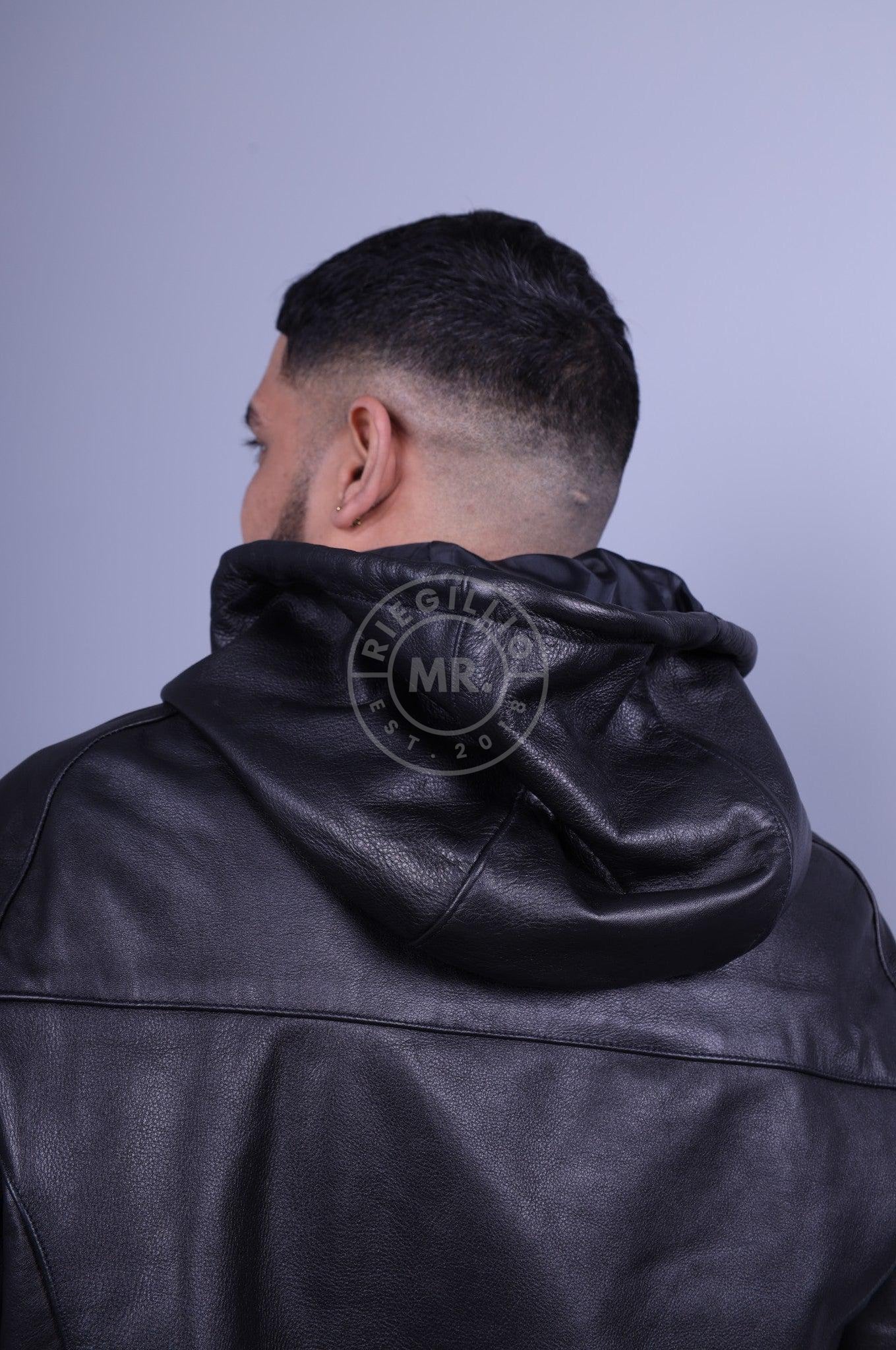 Full Black Leather Hoodie at MR. Riegillio