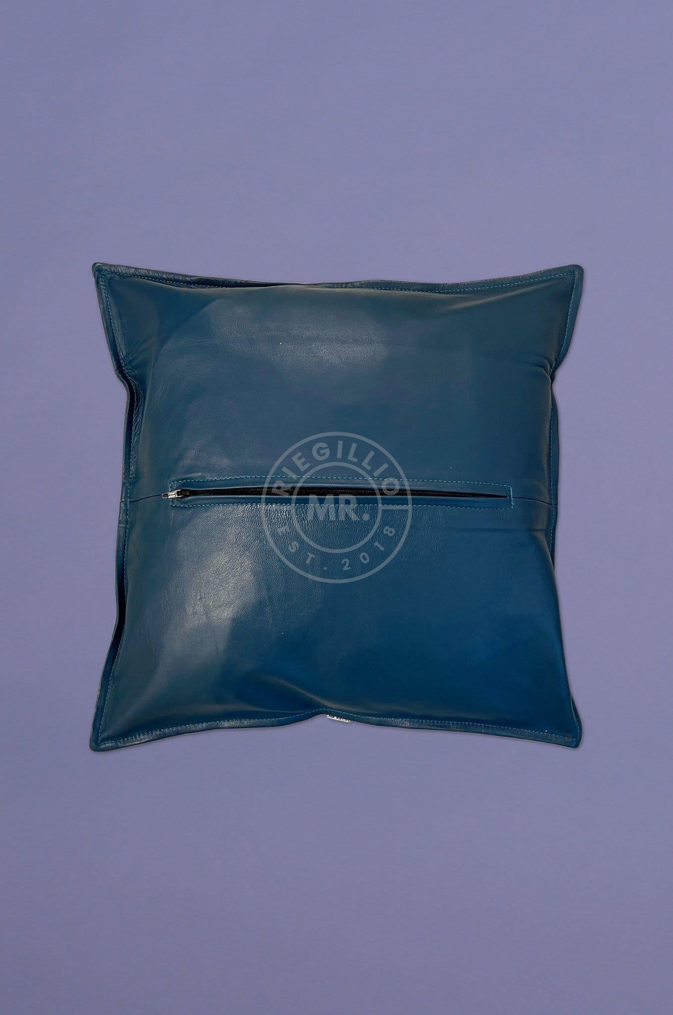 Jeans Blue Leather Pillow-at MR. Riegillio