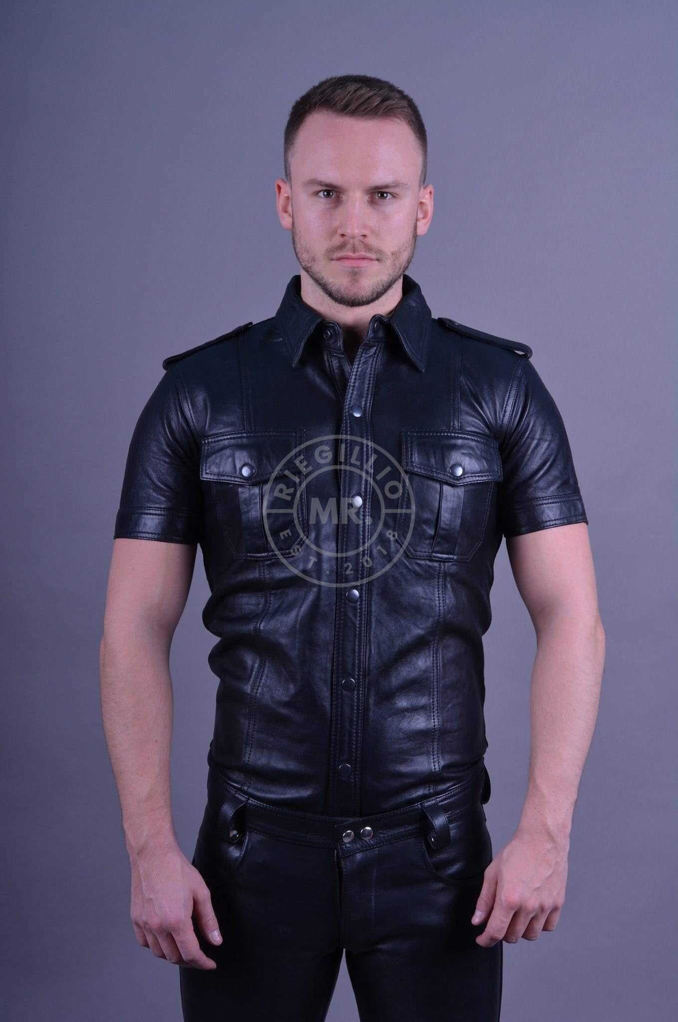 Black Leather Shirt-at MR. Riegillio