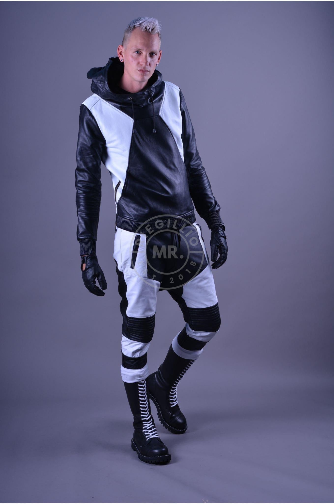 Leather Jogger Black&White at MR. Riegillio