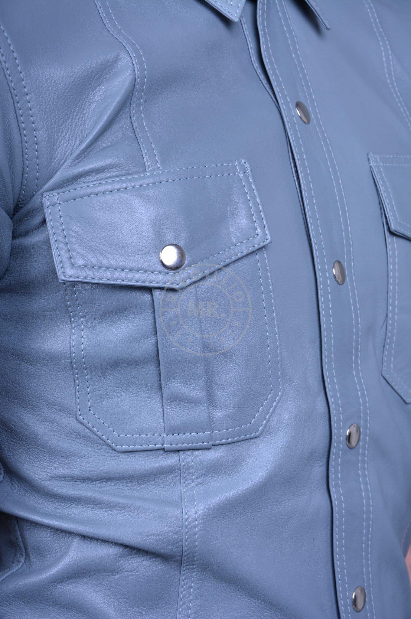 Slate Grey Leather Shirt-at MR. Riegillio