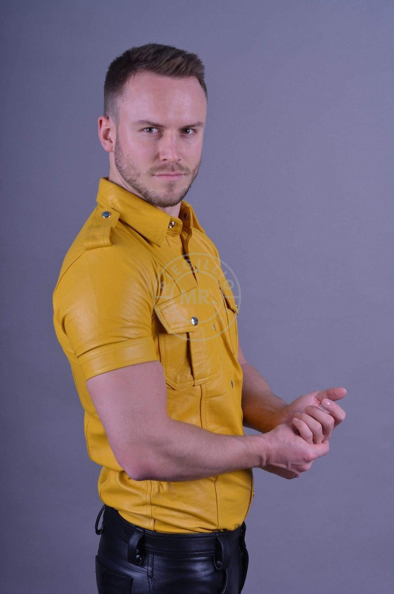 Yellow Leather Shirt at MR. Riegillio