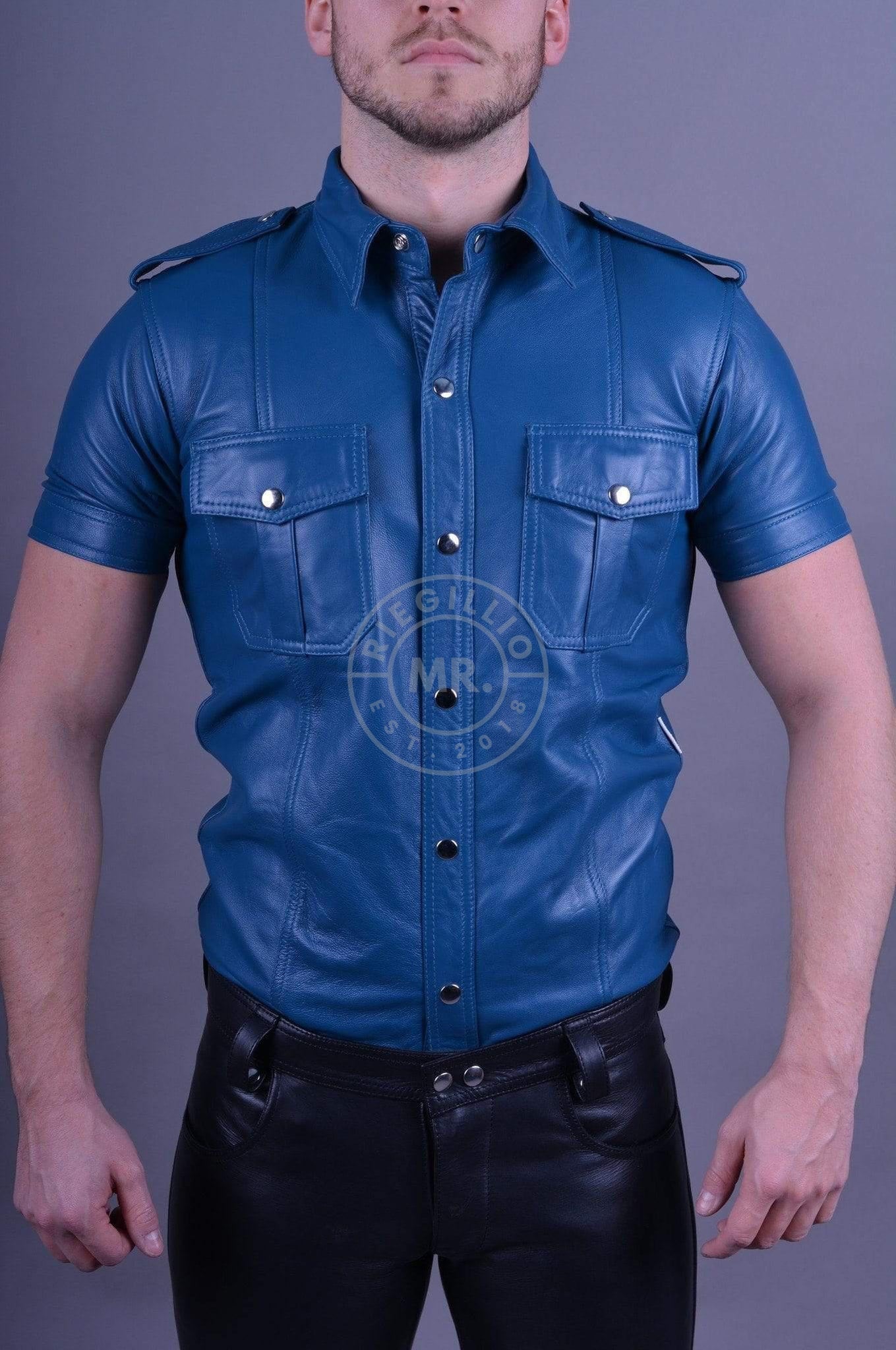 Jeans Blue Leather Shirt-at MR. Riegillio