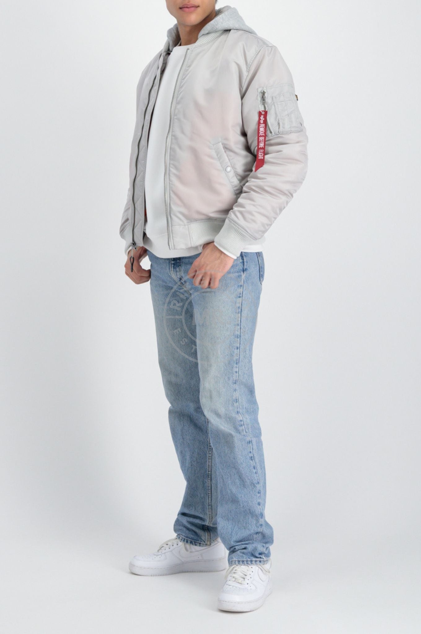 Alpha Industries MA 1 ZH Back EMB Jacket Pastel Grey at MR. Riegillio