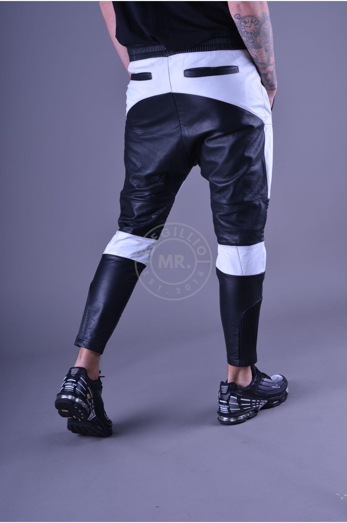 Leather Jogger Black&White at MR. Riegillio