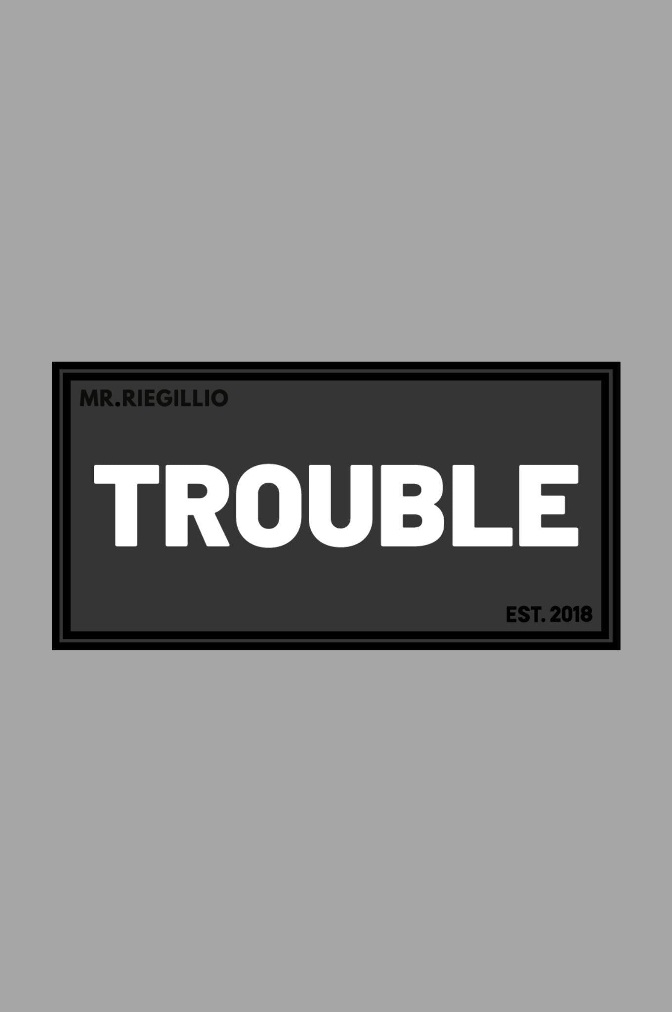 Rubber Velcro Patch - TROUBLE - White at MR. Riegillio
