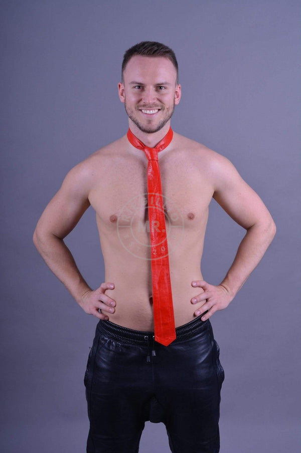 Red Leather Tie at MR. Riegillio