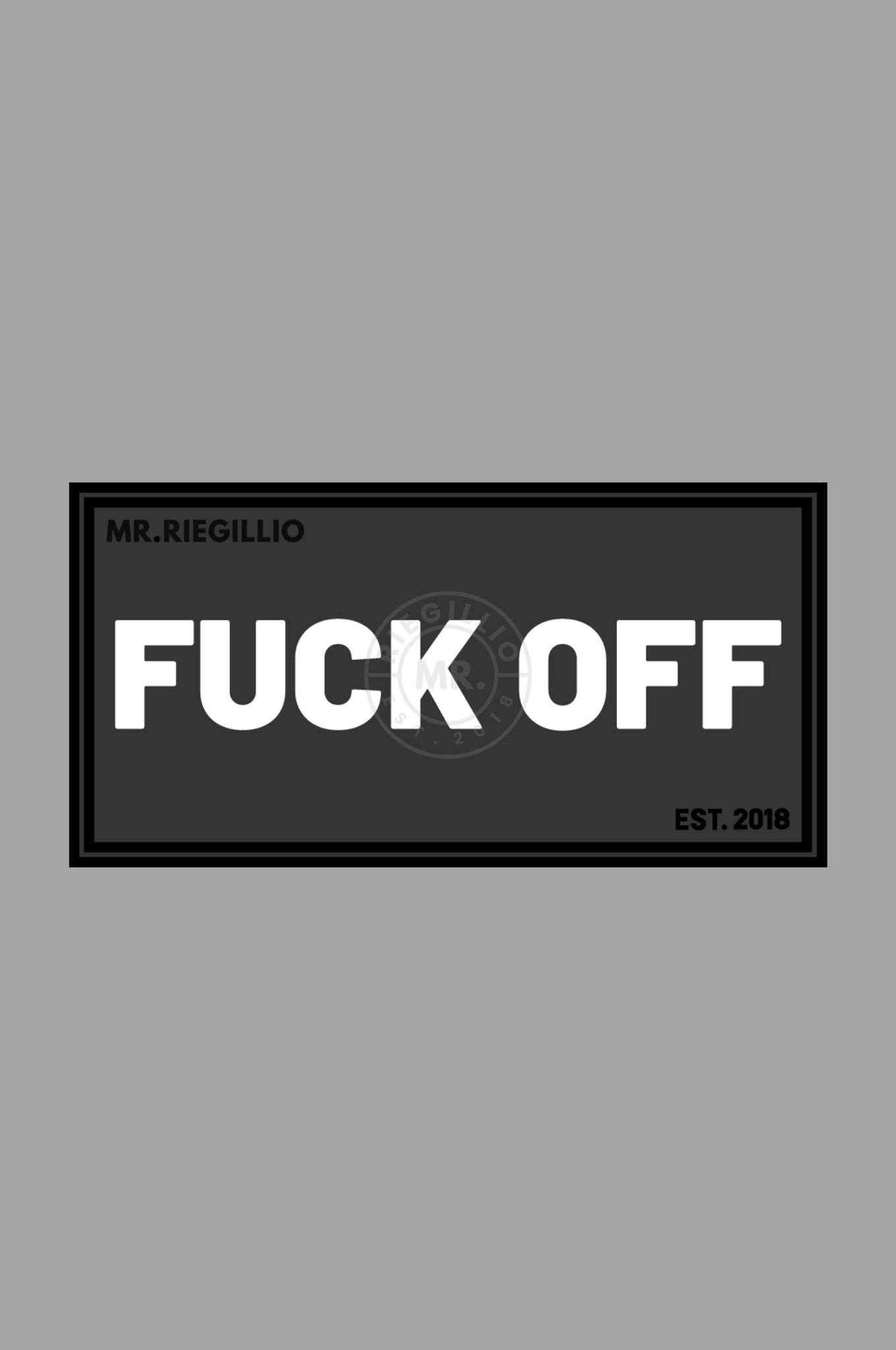 Rubber Velcro Patch - FUCK OFF - White at MR. Riegillio