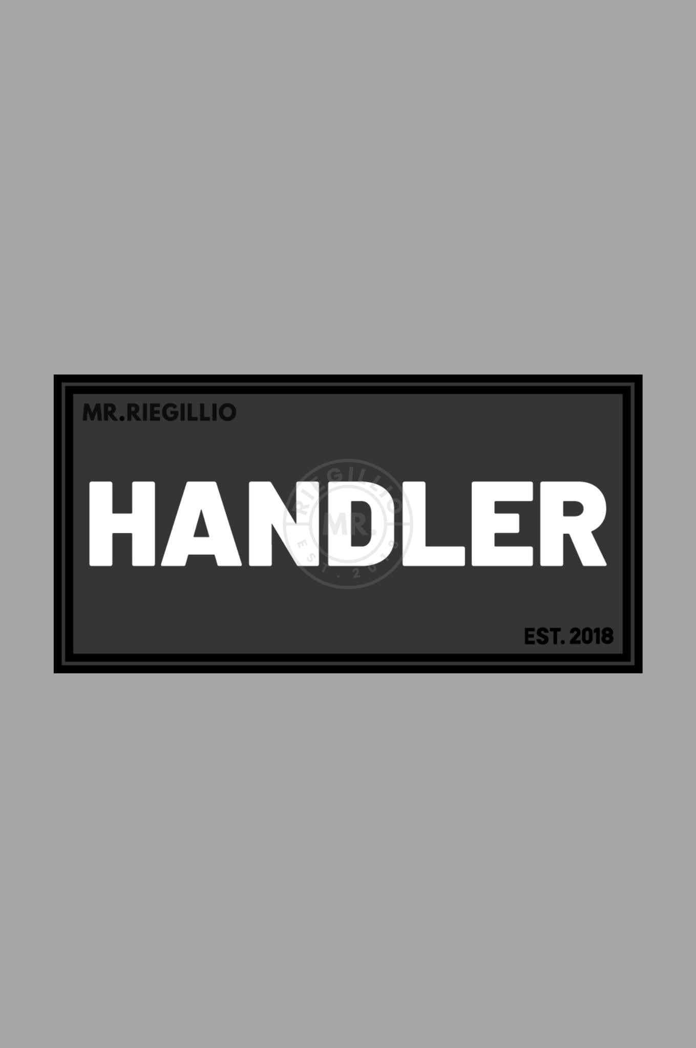 Rubber Velcro Patch - HANDLER - White at MR. Riegillio