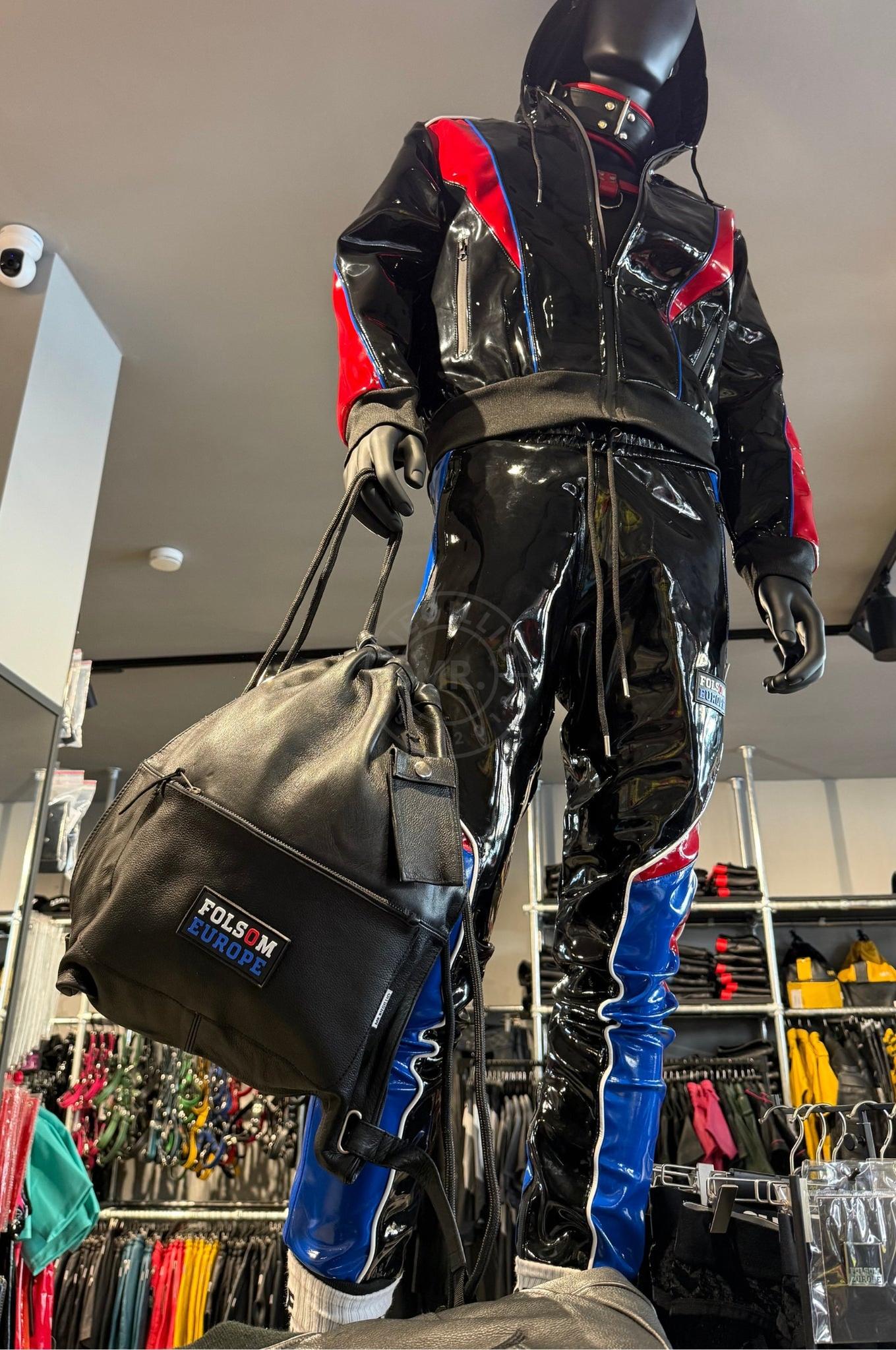 Leather Backpack Full Black - Folsom Europe Velcro Patch at MR. Riegillio