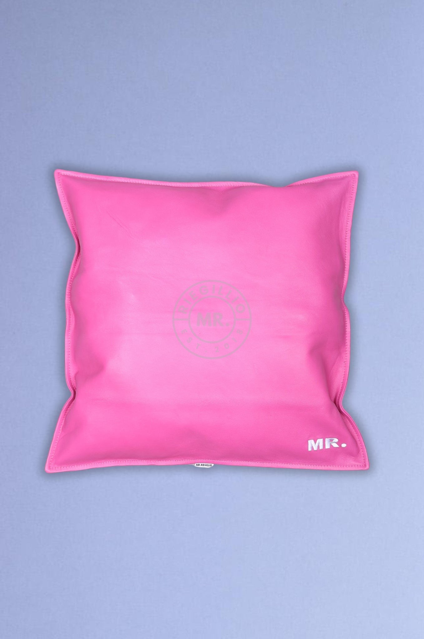 Bright Pink Leather Pillow at MR. Riegillio