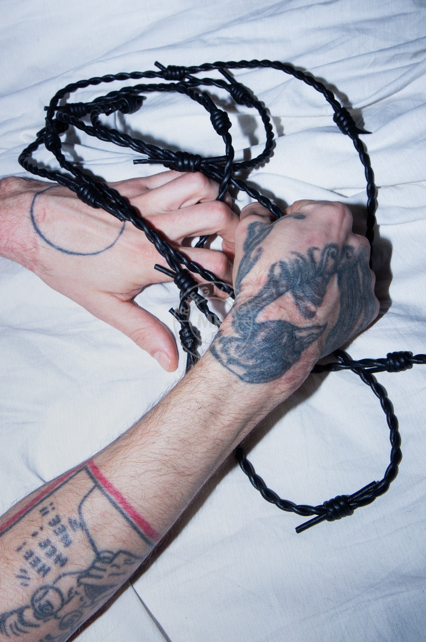 SIRAINER Black Leather Shibari Rope - Wire at MR. Riegillio