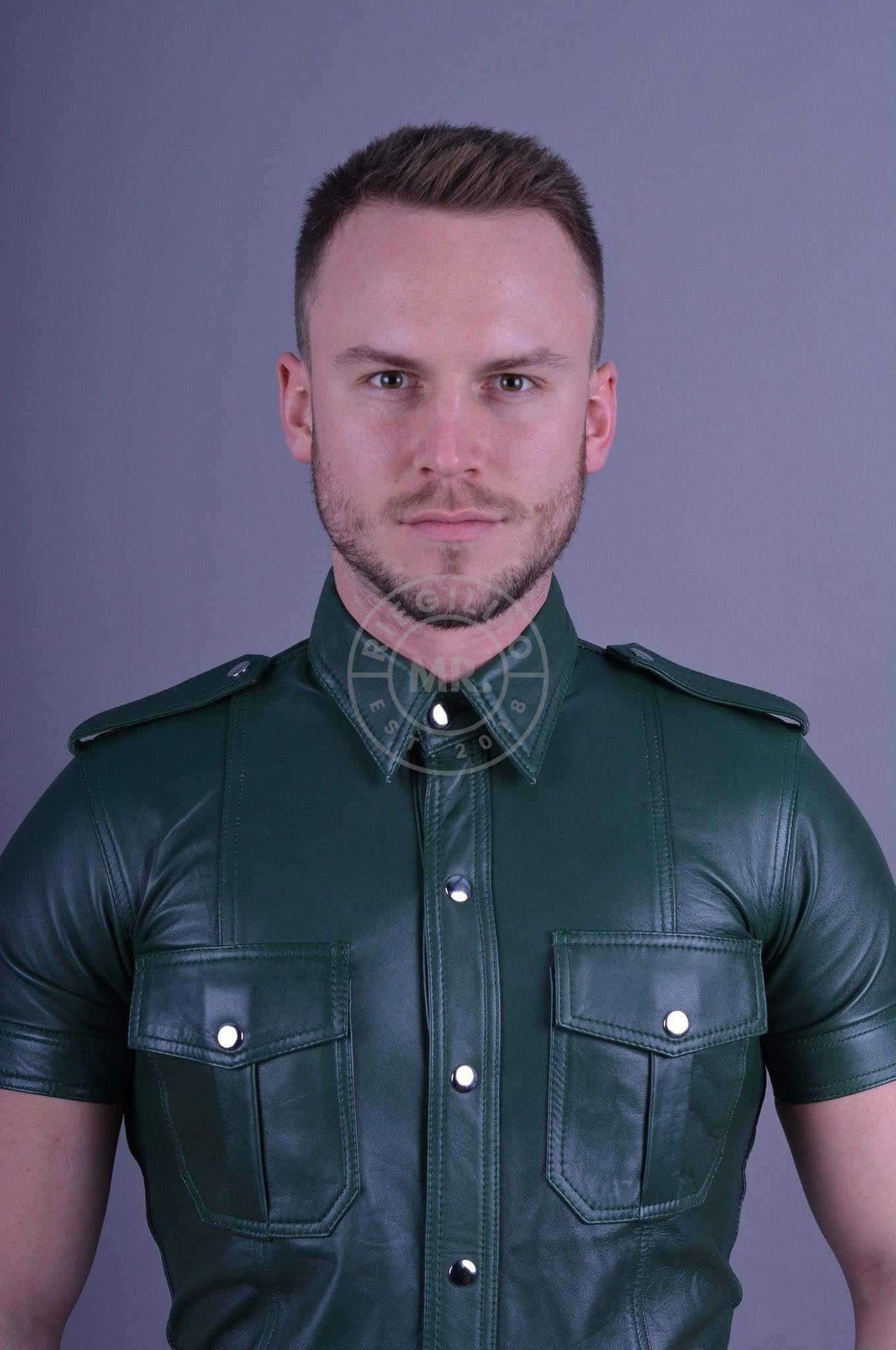 Dark Green Leather Shirt-at MR. Riegillio