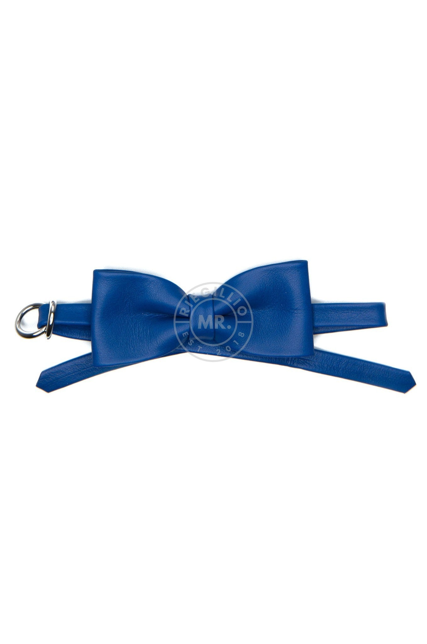 SIRAINER Blue Leather Bow Tie at MR. Riegillio