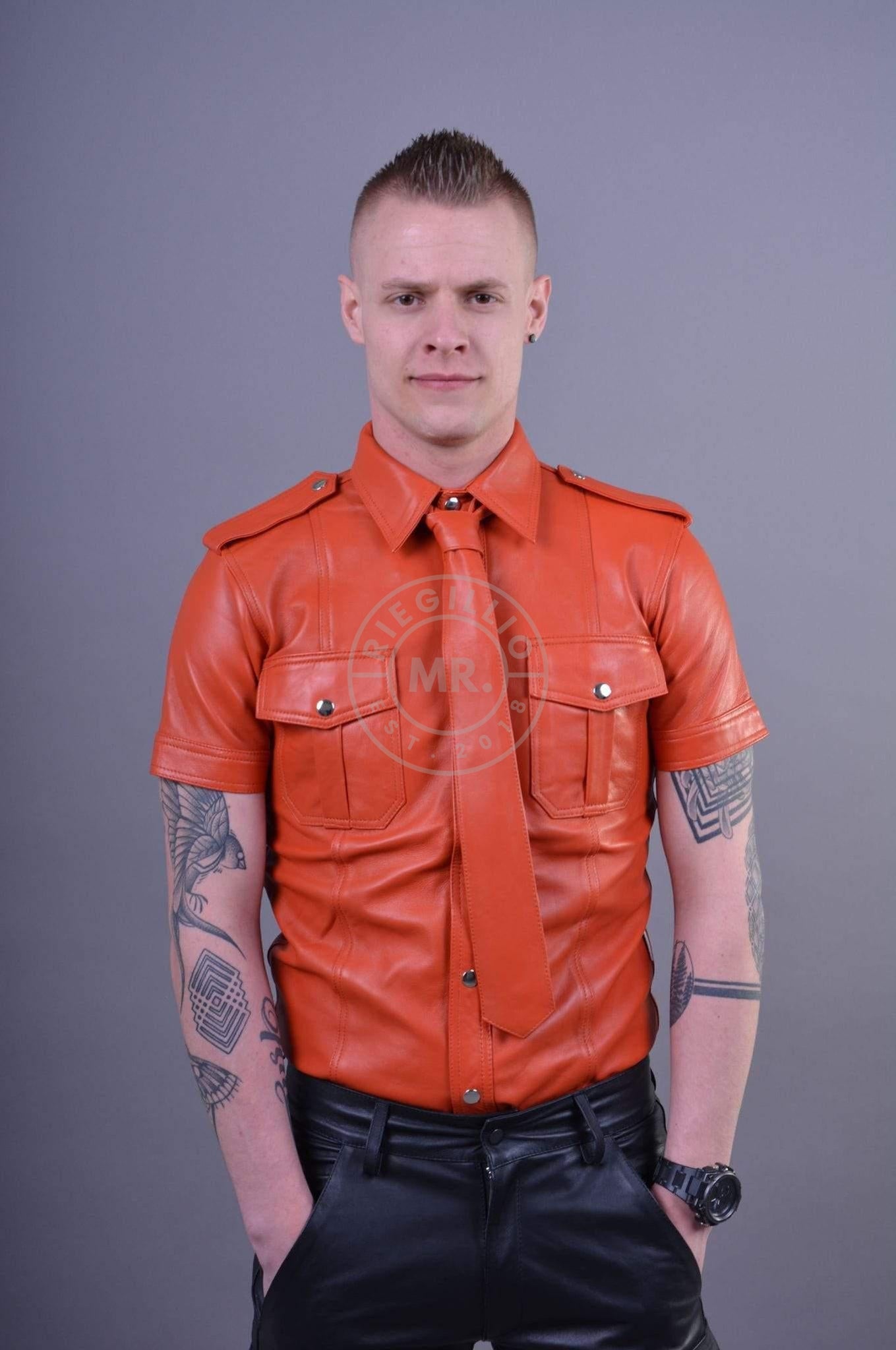 Orange Leather Shirt at MR. Riegillio