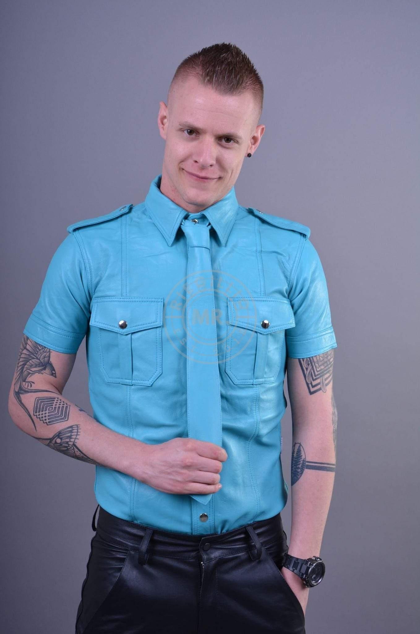Turquoise Leather Shirt at MR. Riegillio