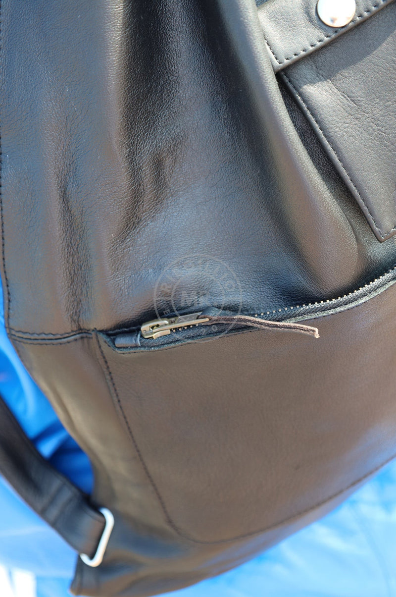 Full Black Leather Backpack by MR. Riegillio