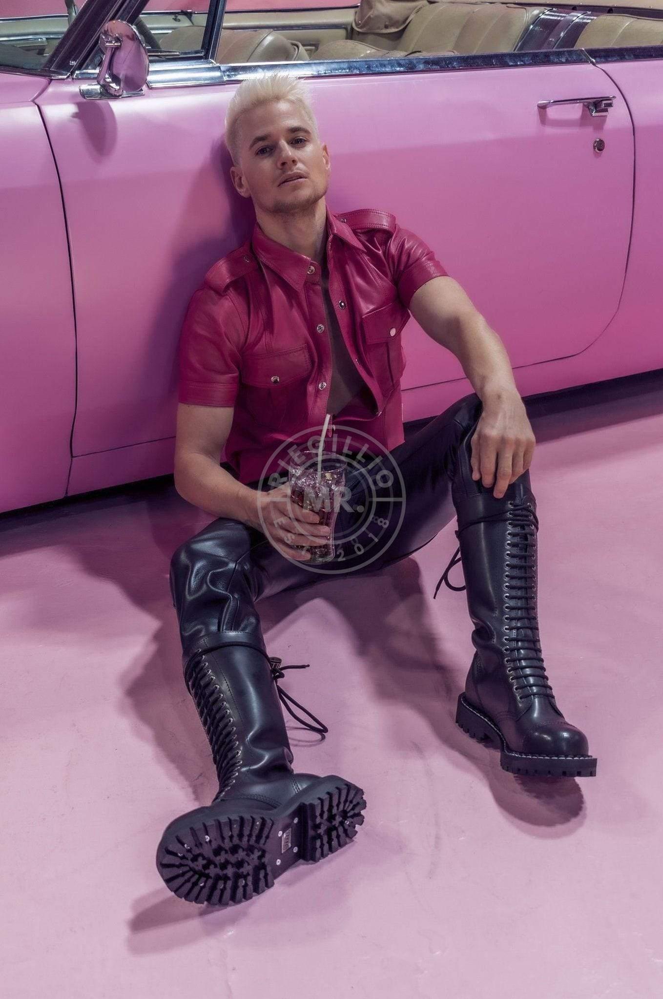 Pink Leather Shirt at MR. Riegillio