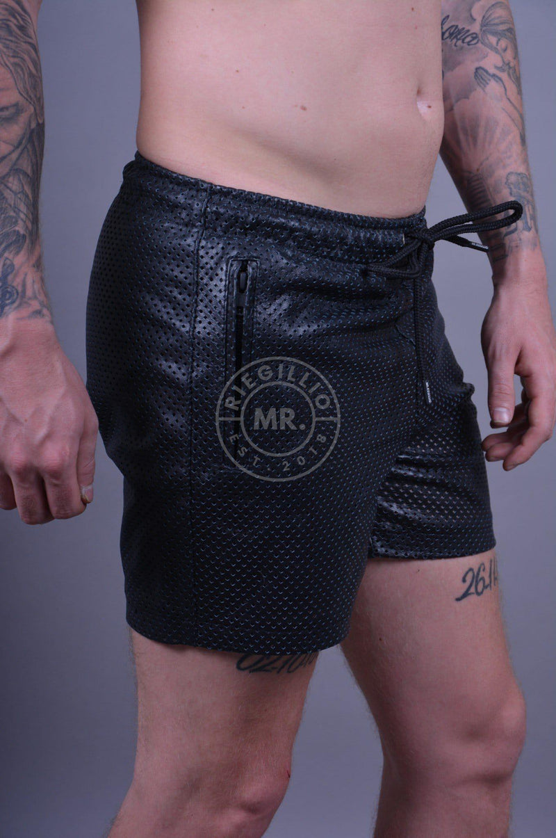Perforated Leather Long Short at MR. Riegillio