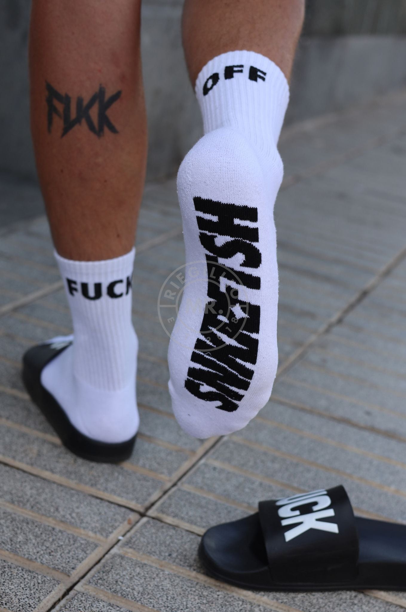 SNKRFTSH Socks - FUCK OFF-at MR. Riegillio