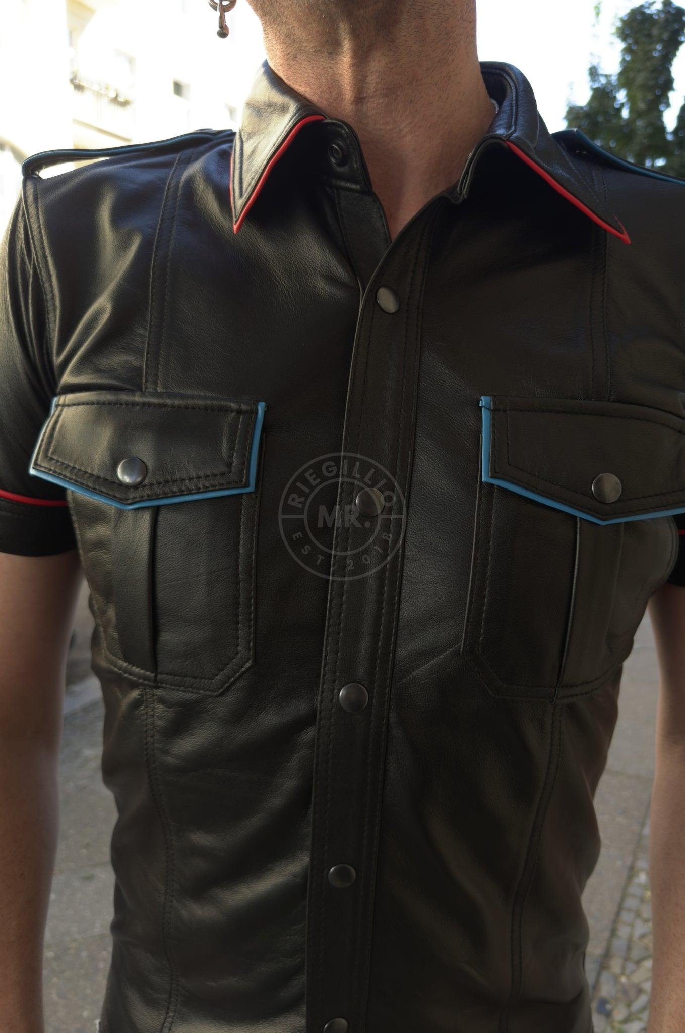 Black Leather Shirt - Folsom Piping at MR. Riegillio
